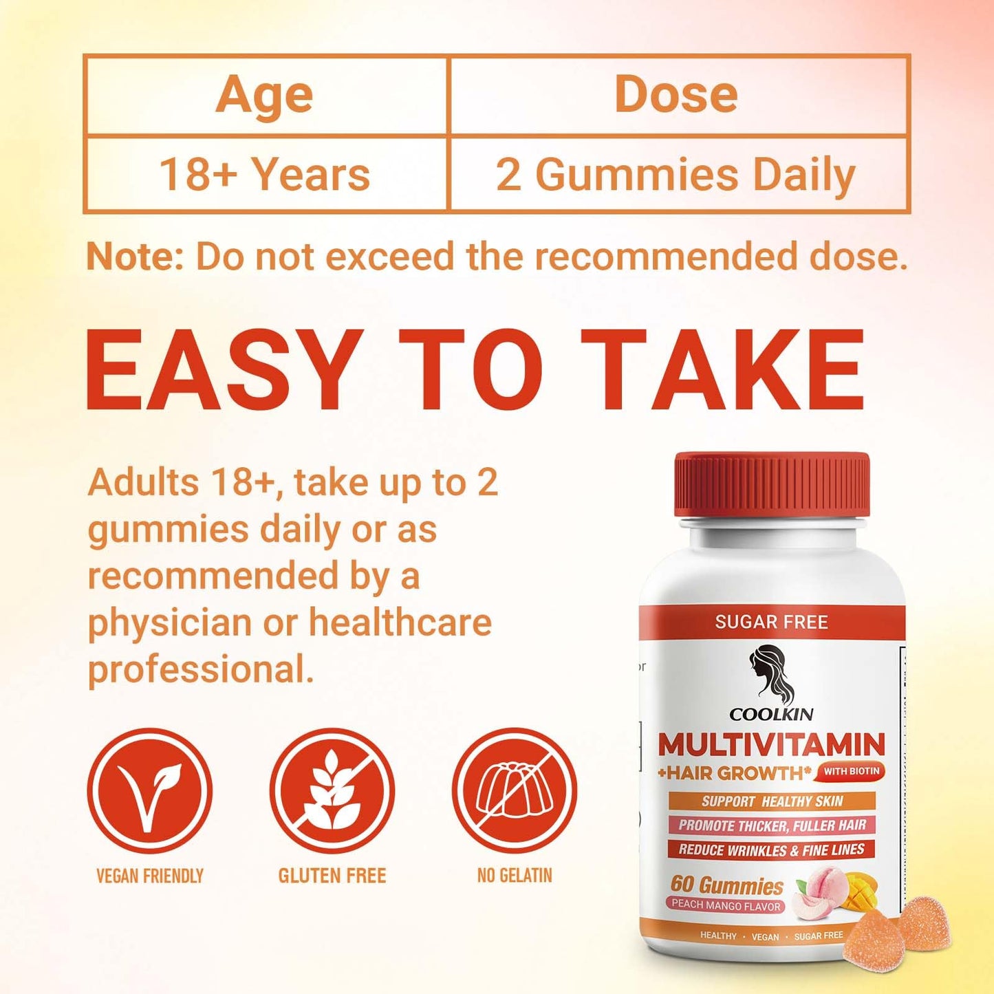 COOLKIN Multivitamin Hair Growth Gummies 60 Count