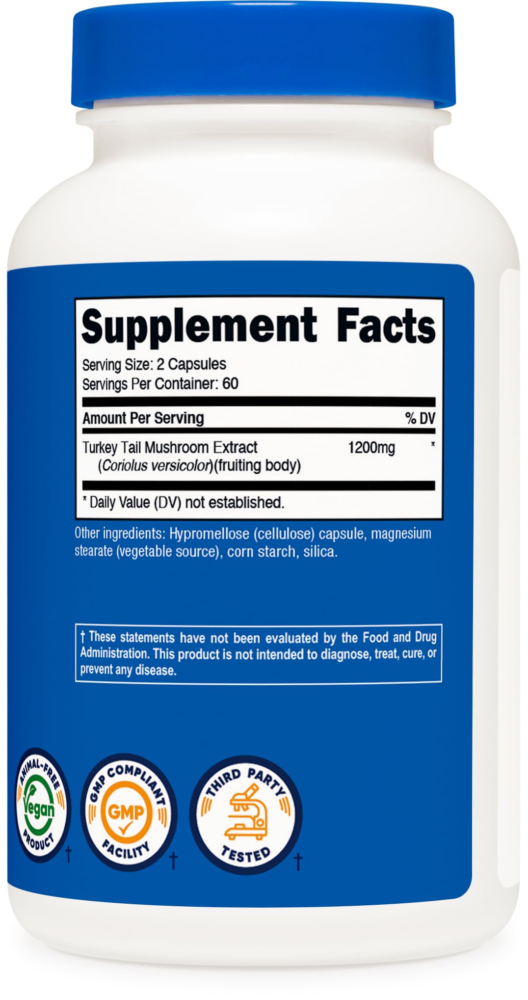 Nutricost Turkey Tail Mushroom Capsules (1200mg) 120 Capsules