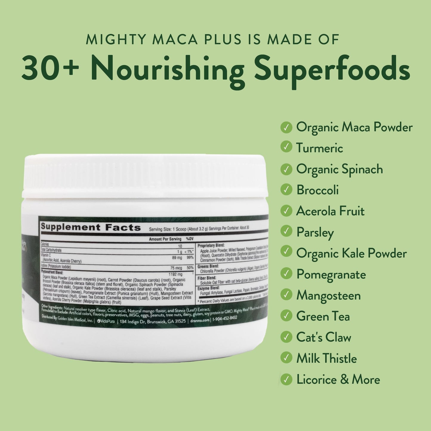 VIDAPURA Mighty Maca Plus Mango Powder 3.4 oz
