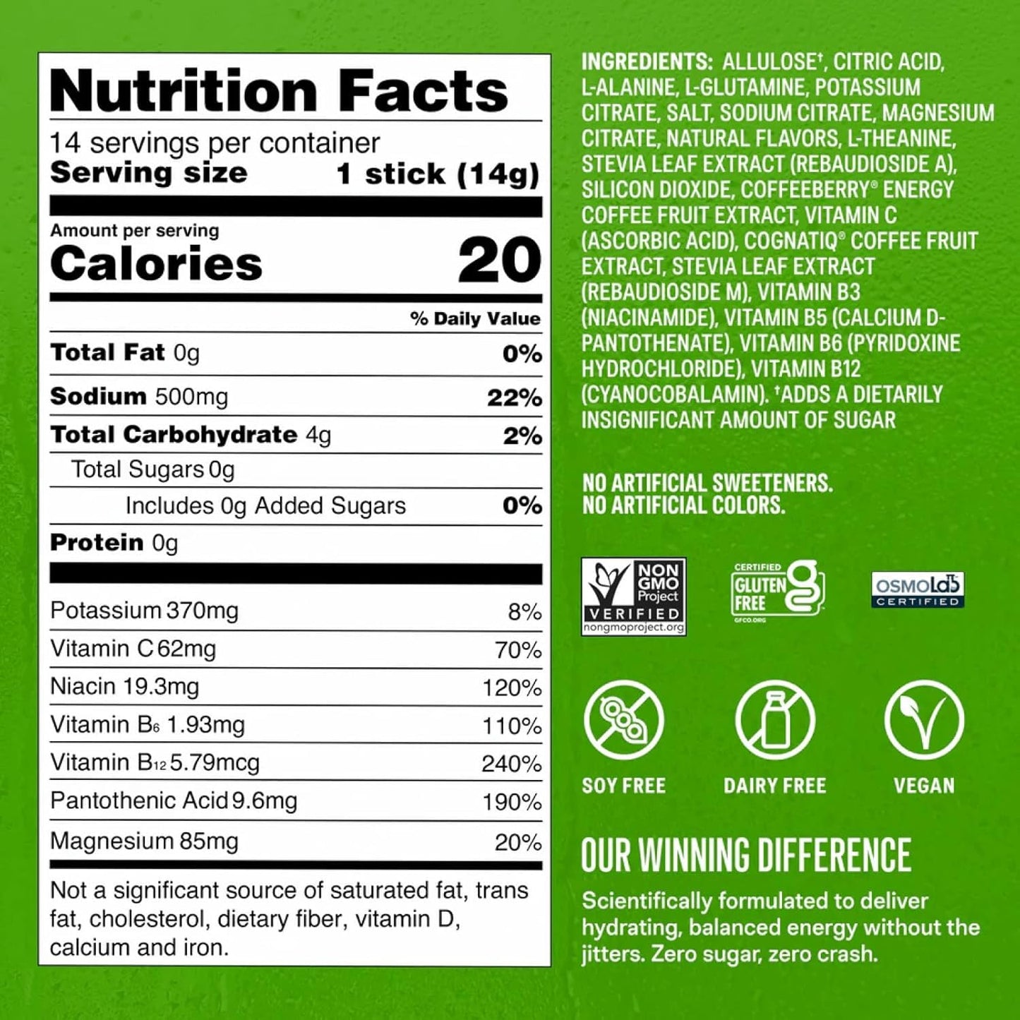 Liquid I.V. Sugar Free + Energy Electrolytes Powder, Fruit Punch, 7.9