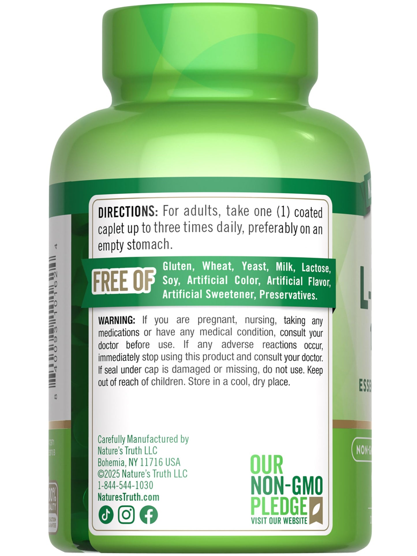 Nature's Truth L-Lysine 1000mg Coated Caplets, 100 Count