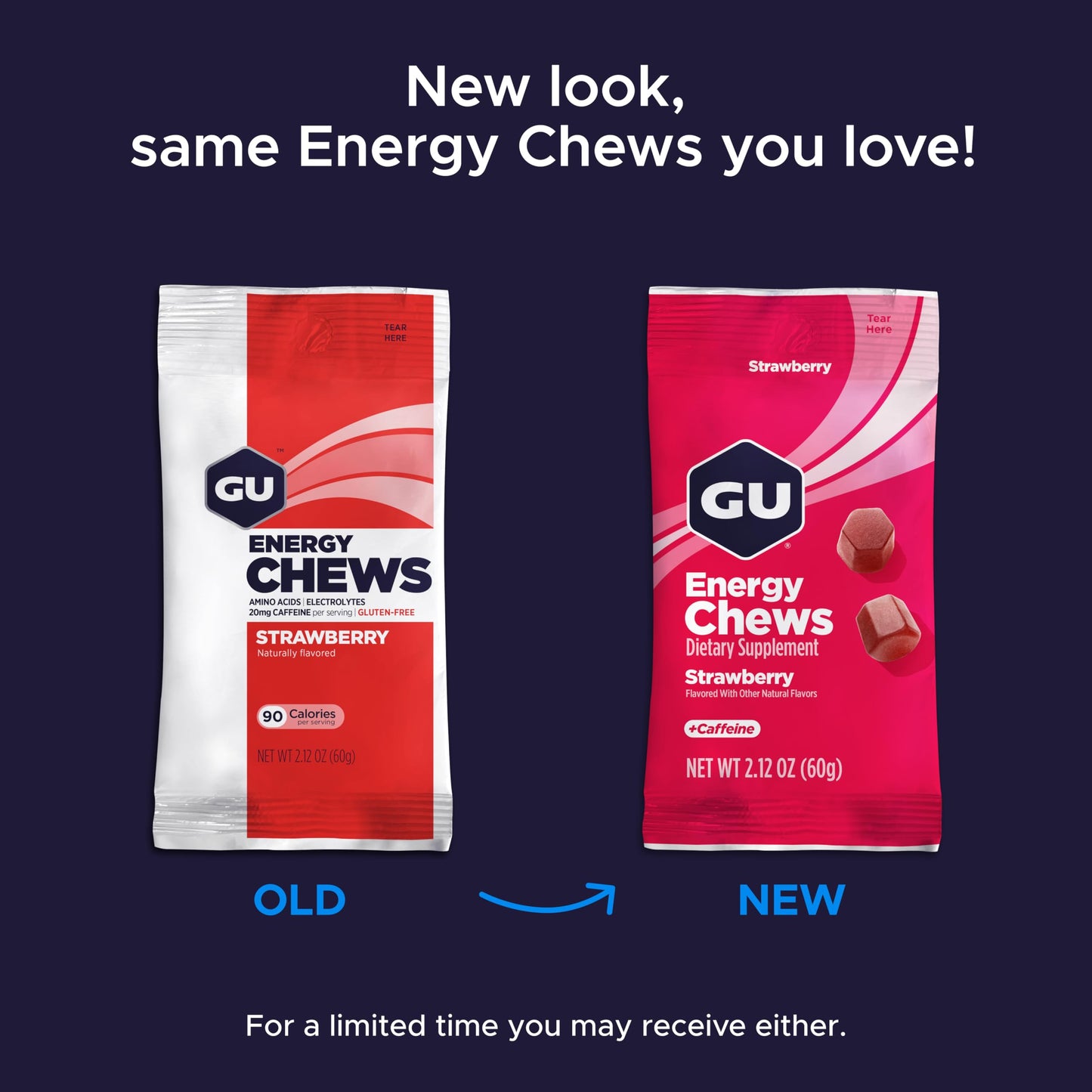 GU Energy Energy Chews Gummy, Orange, 1 Count (12 Bags)