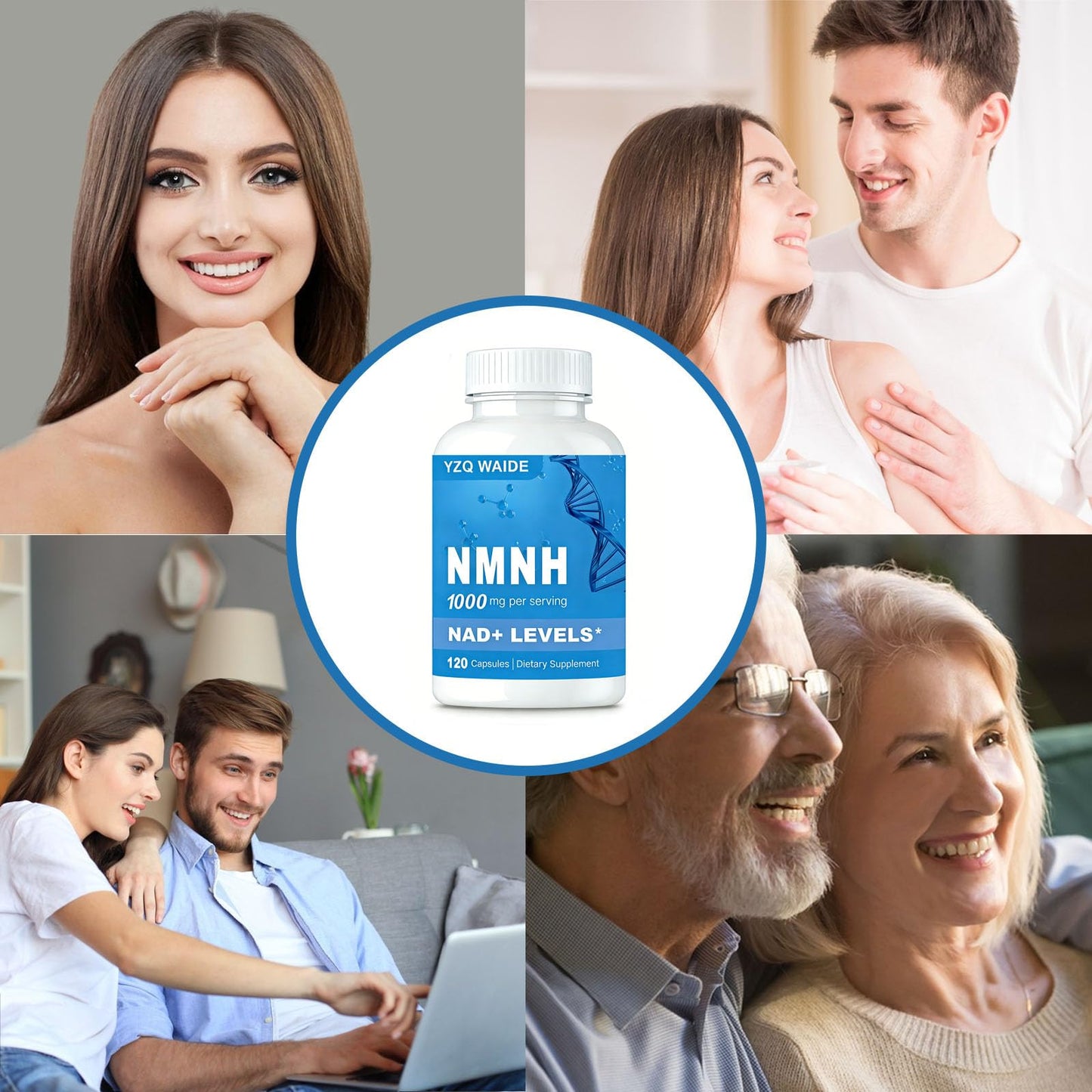 YZQ WAIDE NMNH (Dihydronicotinamide Mononucleotide) 1000mg Capsules 120 Count