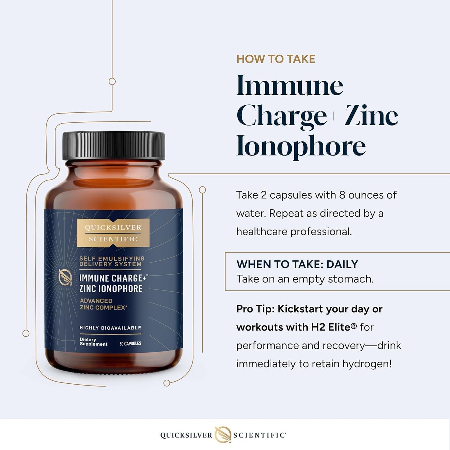 Quicksilver Scientific Immune Charge+ Zinc Ionophore, Luteolin Capsules, 60 Count