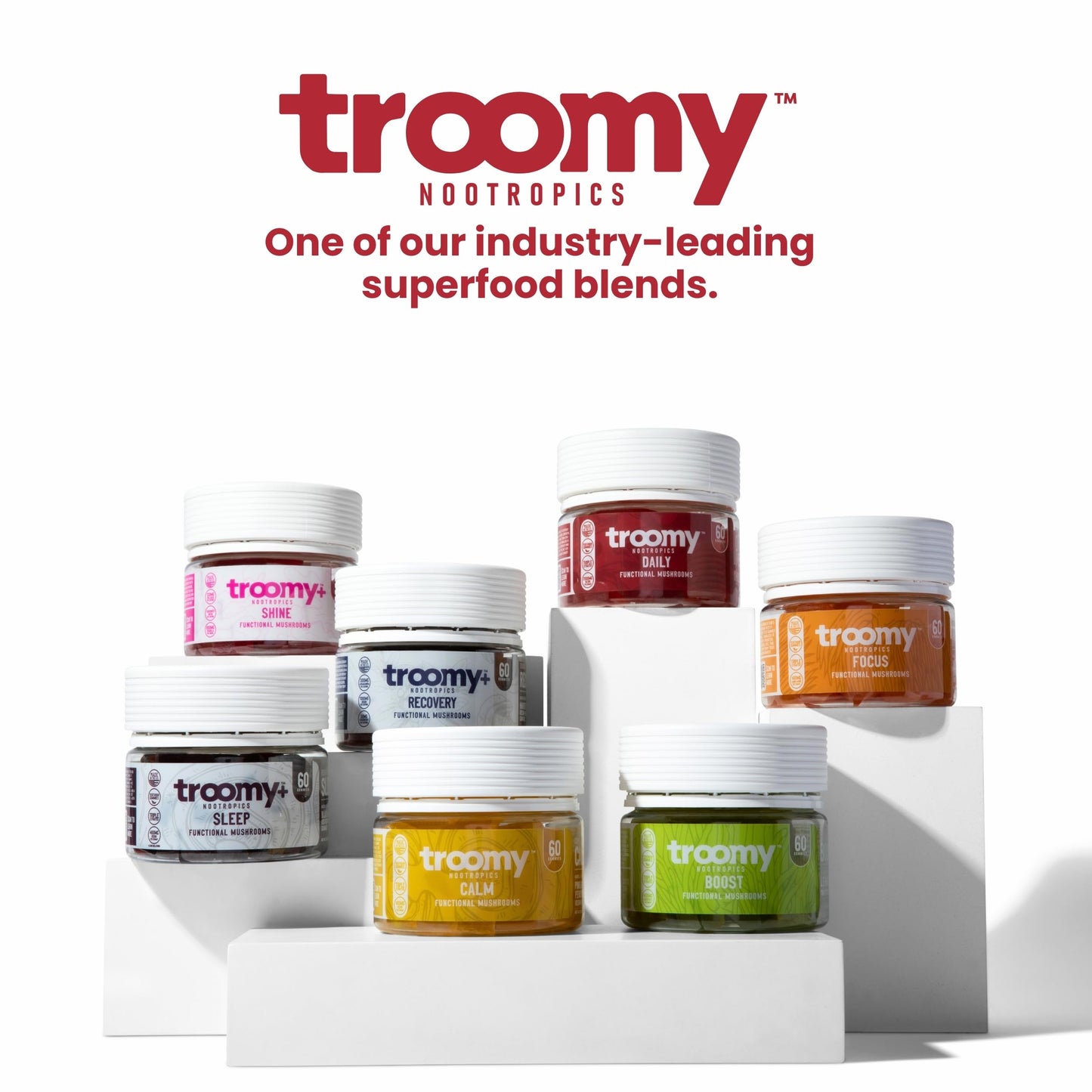 Troomy Nootropics Daily 14 Mushroom Blend Gummies 30 Count