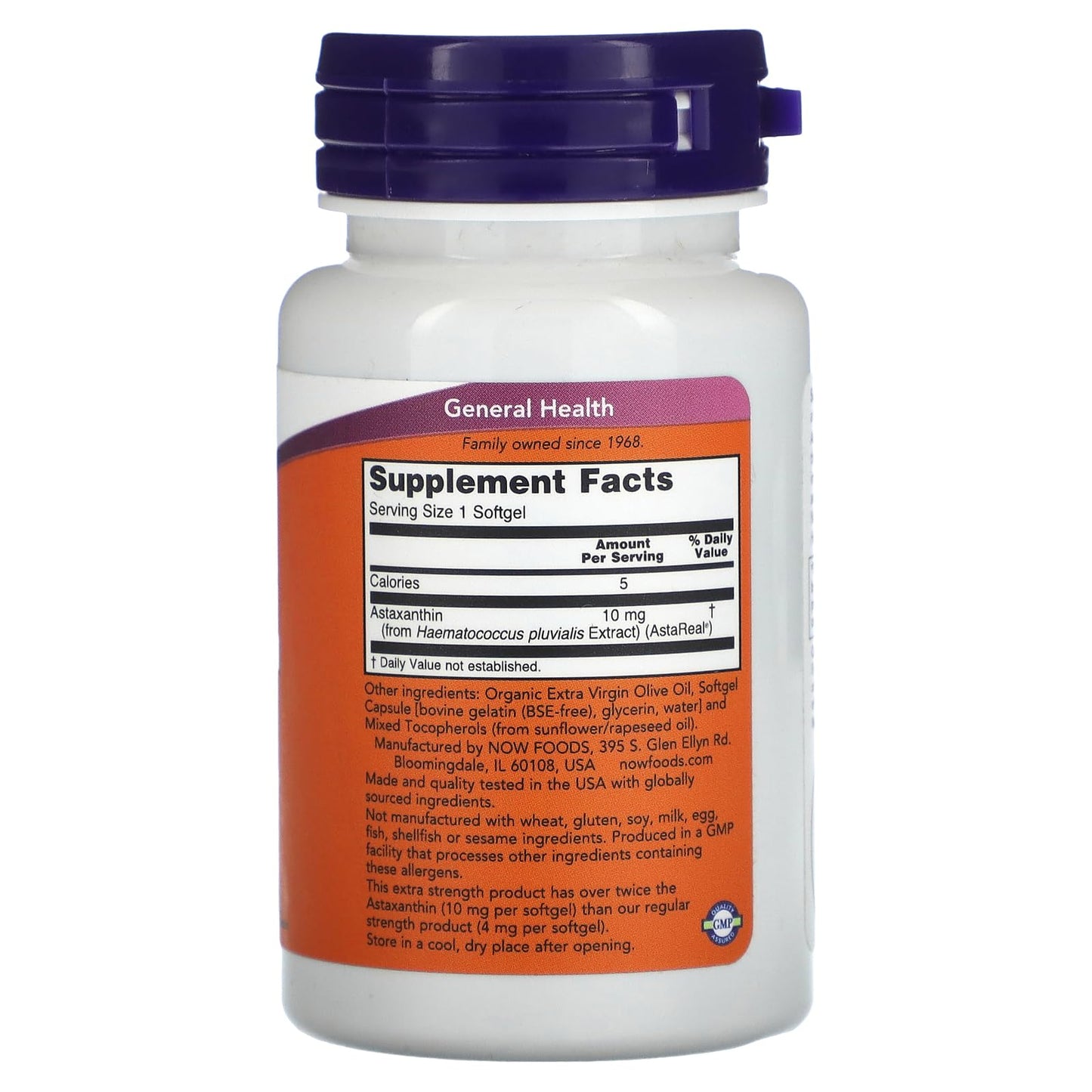 NOW Foods Extra Strength Astaxanthin 10 mg Softgels, 30 Softgels