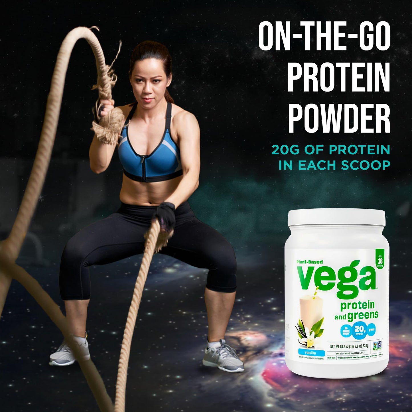 Vega Premium Protein + Supergreens Vanilla Protein Powder, 18.6 oz