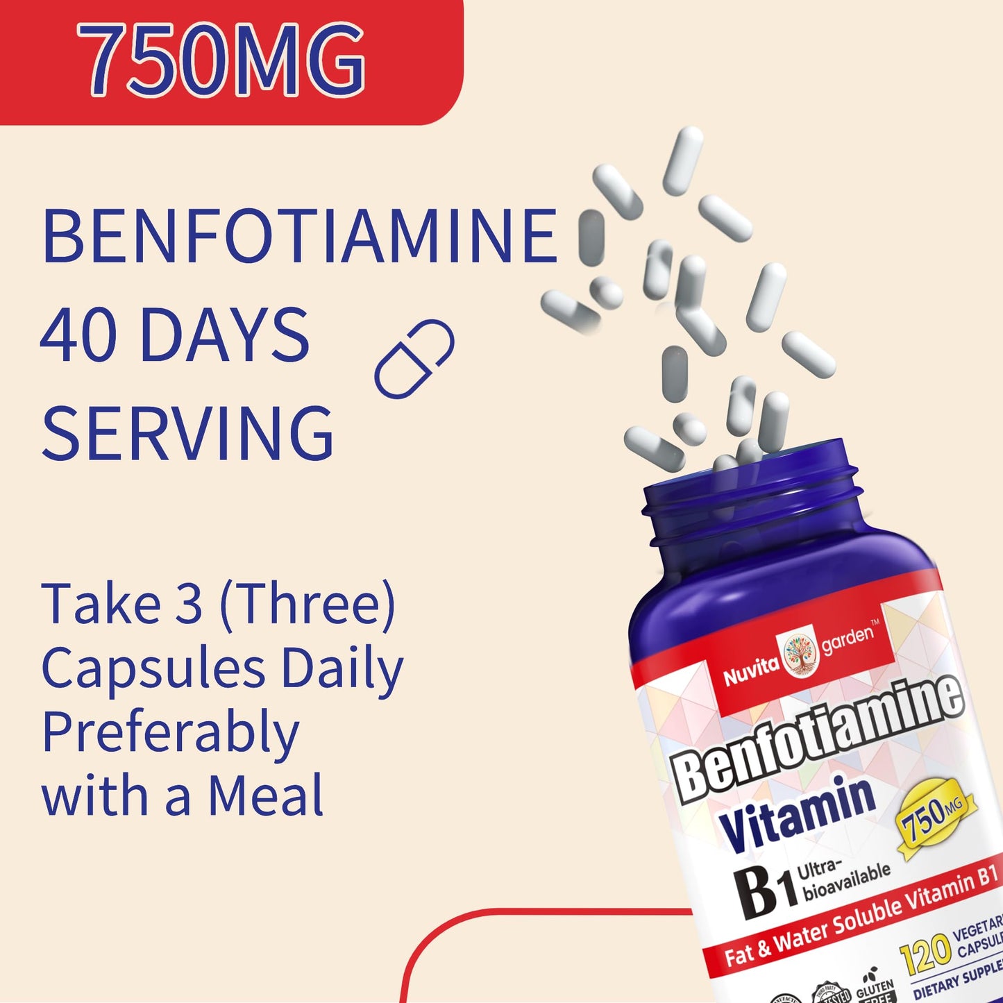 NoMiLu Benfotiamine 750mg Capsule, 120 Capsules