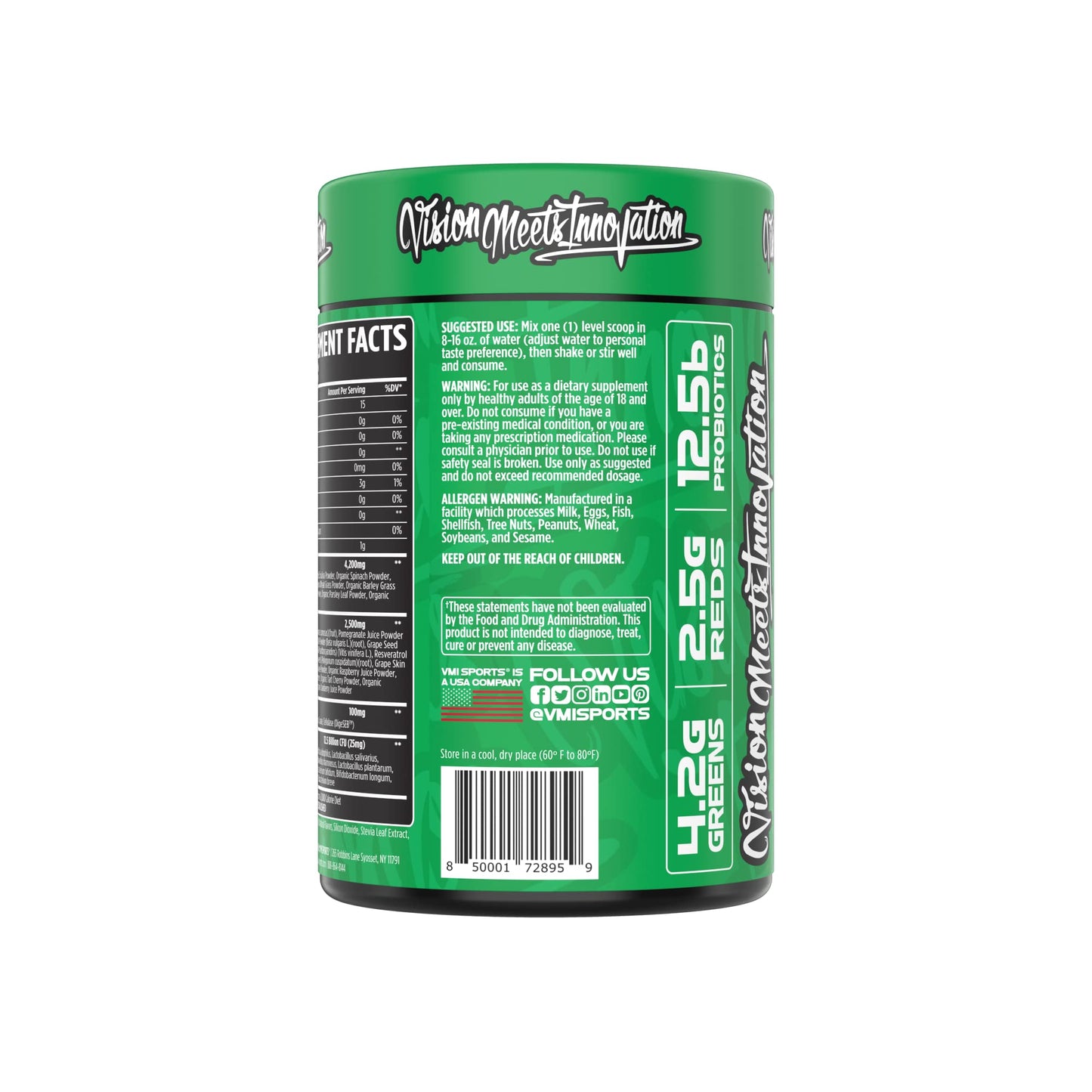 VMI Sports Greens + Reds Advanced Superfood Immunity and Gut Health Powder 8.68 Ounce