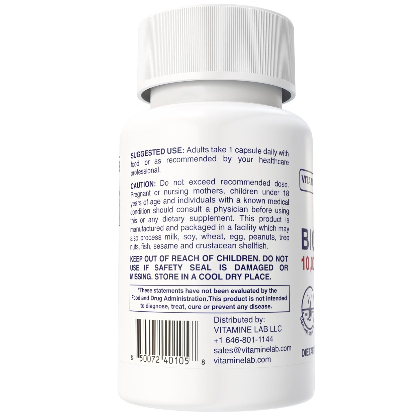 VITA MINE LAB Biotin 10,000 mcg Capsules, 60 Count