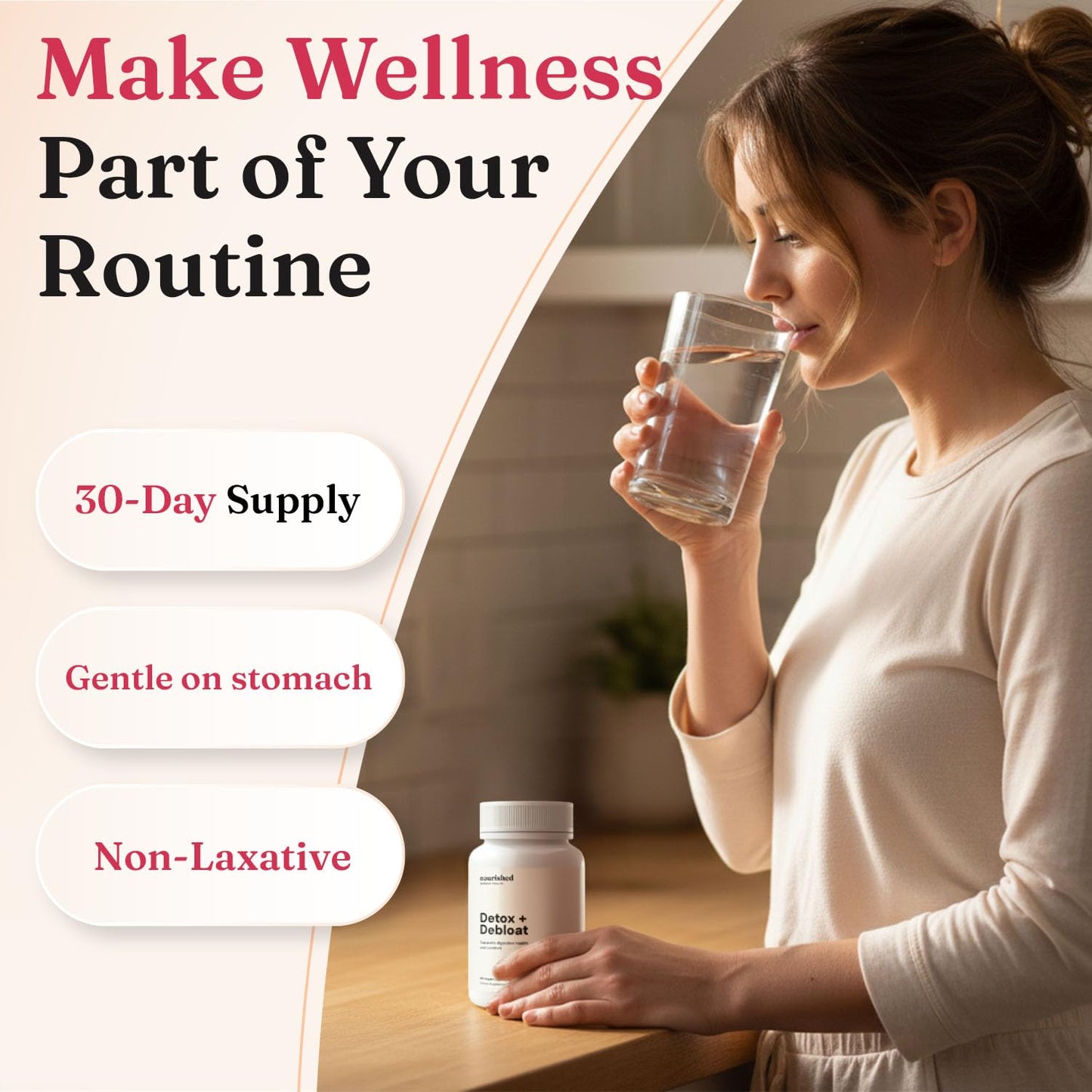 Nourished Natural Health Detox + Debloat - Detox Cleanse and Bloating Relief for Women - Liver and Digestive Support with Milk Thistle, Dandelion, Fennel & Turmeric, 360 Capsules
