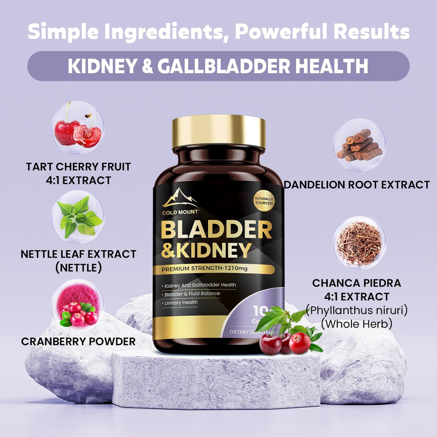 MEGNETA Kidney Bladder Premium Blend Traditional Supplement Capsules, 100 Count
