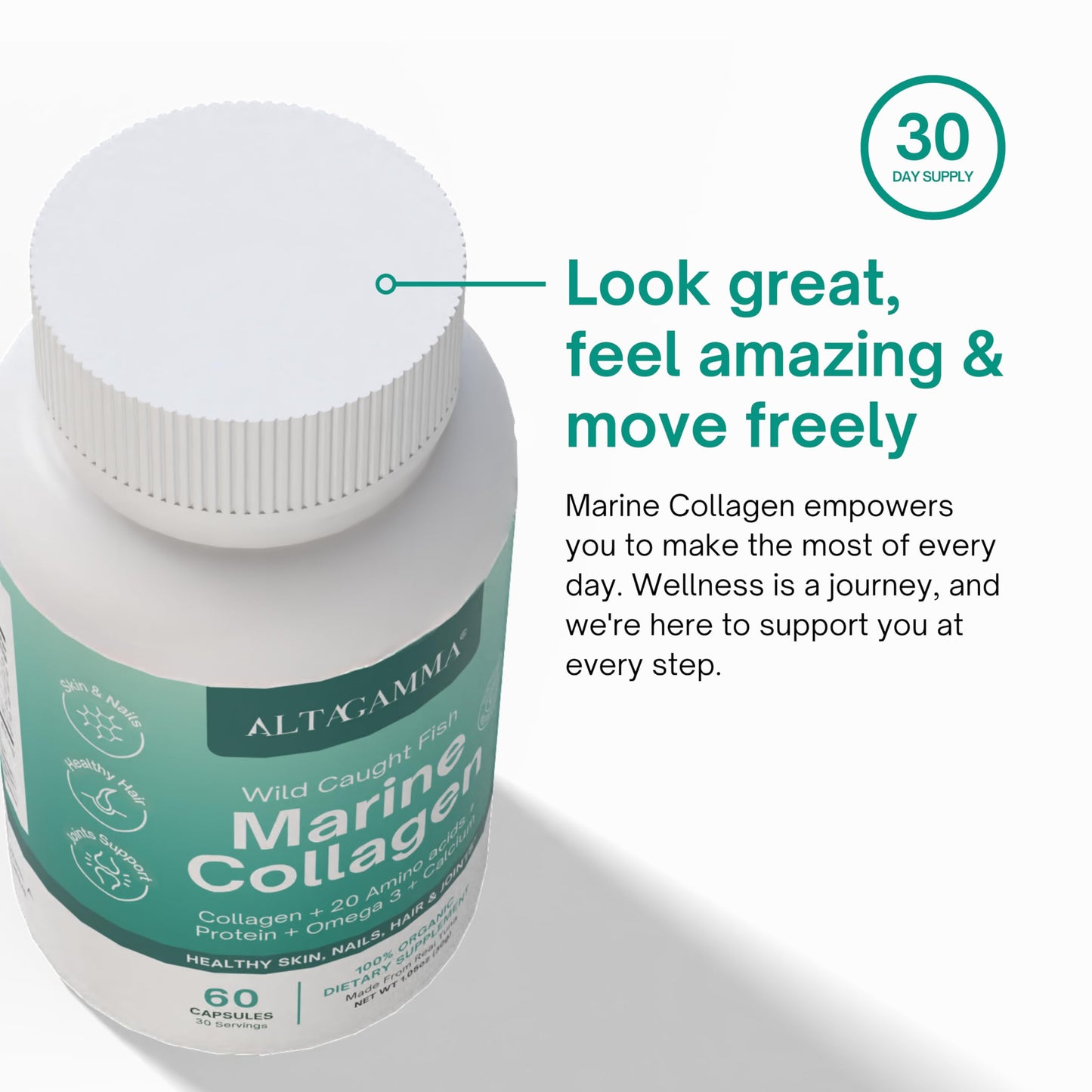 ALTAGAMMA Marine Collagen Peptides Capsules 60 Count