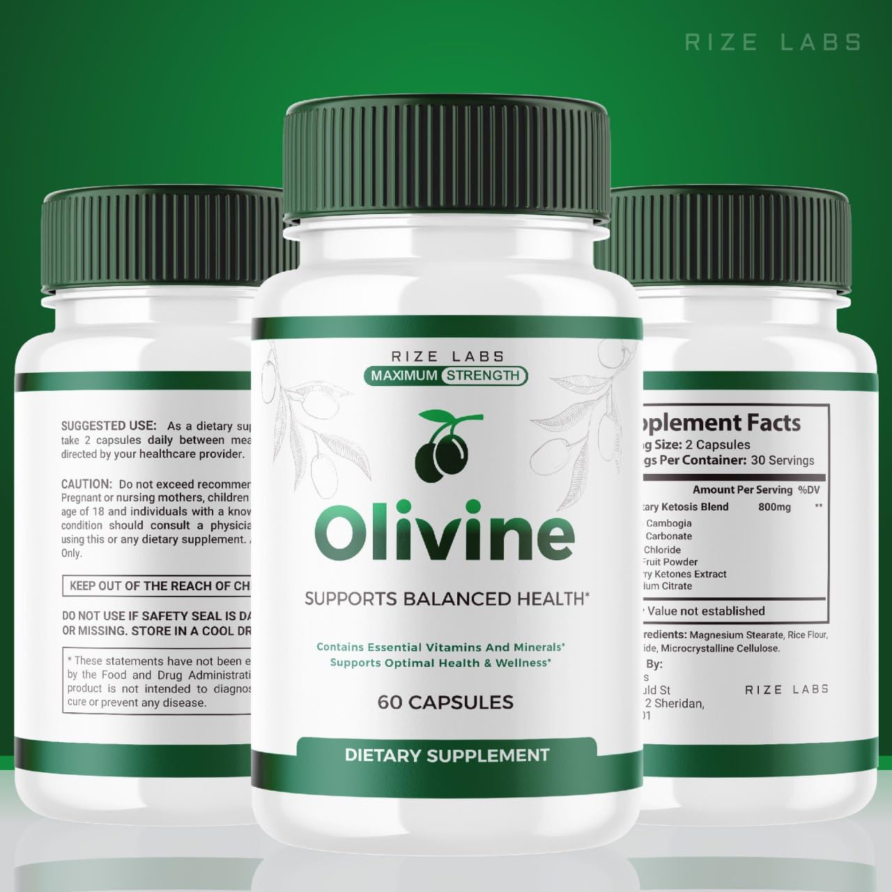 Rize Labs Olivine Weight Loss Supplement Capsules, 180 Capsules
