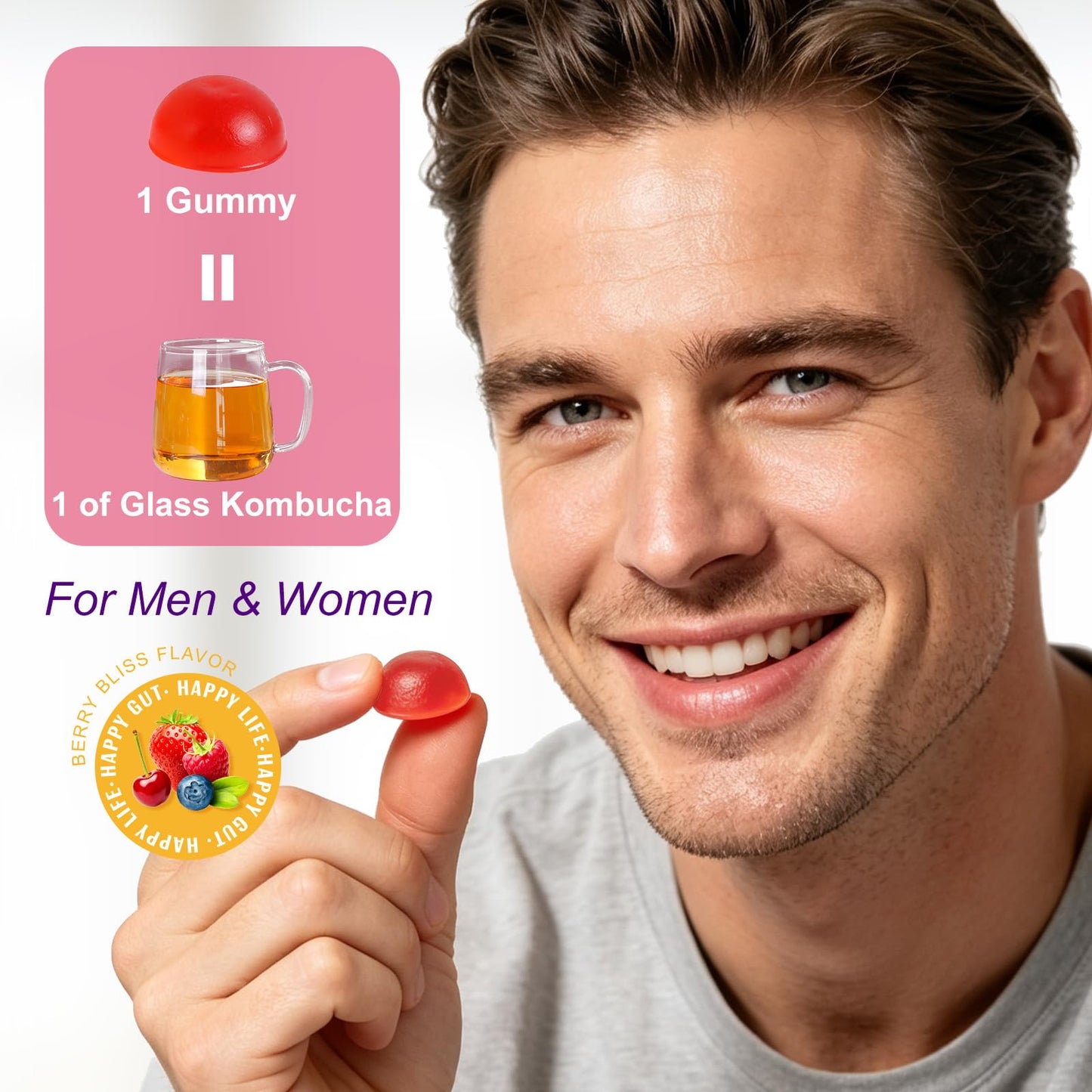 Onznoz Probiotic Kombucha Gummies Capsule, 60 Capsules