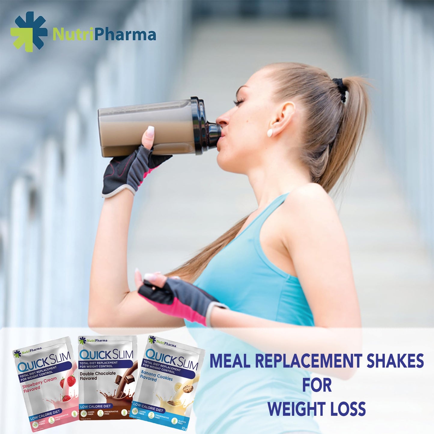 NUTRIPHARMA Quick Slim Meal Replacement Shake Powder, 24.34 oz