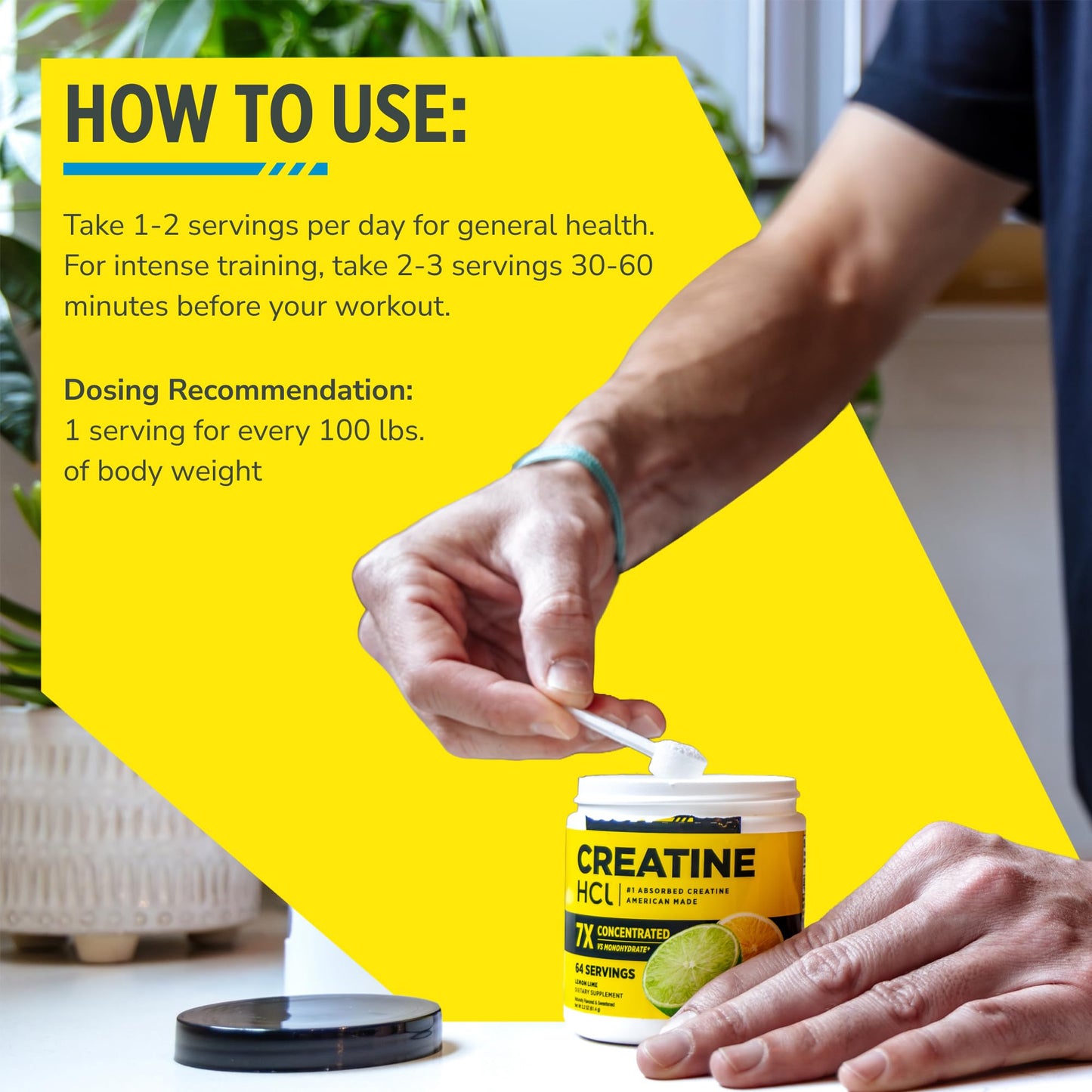 CON-CRET Creatine HCl Powder, 64 Servings