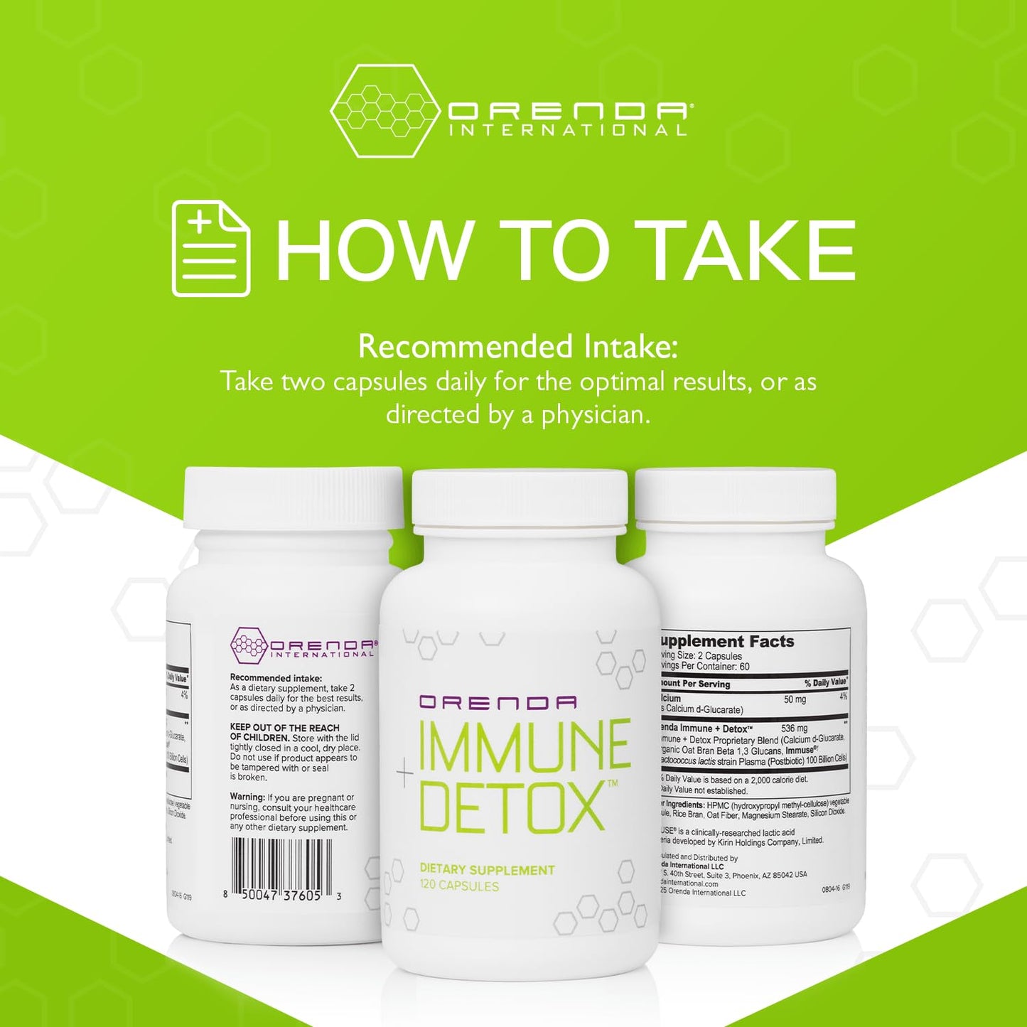 Orenda International Immune + Detox Postbiotic Formula 120 Capsules