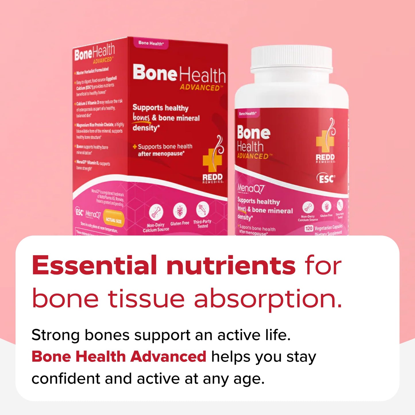 Redd Remedies Bone Health Advanced Vitamin D3 and Calcium for Strong Bone Support Capsules, 120 Count