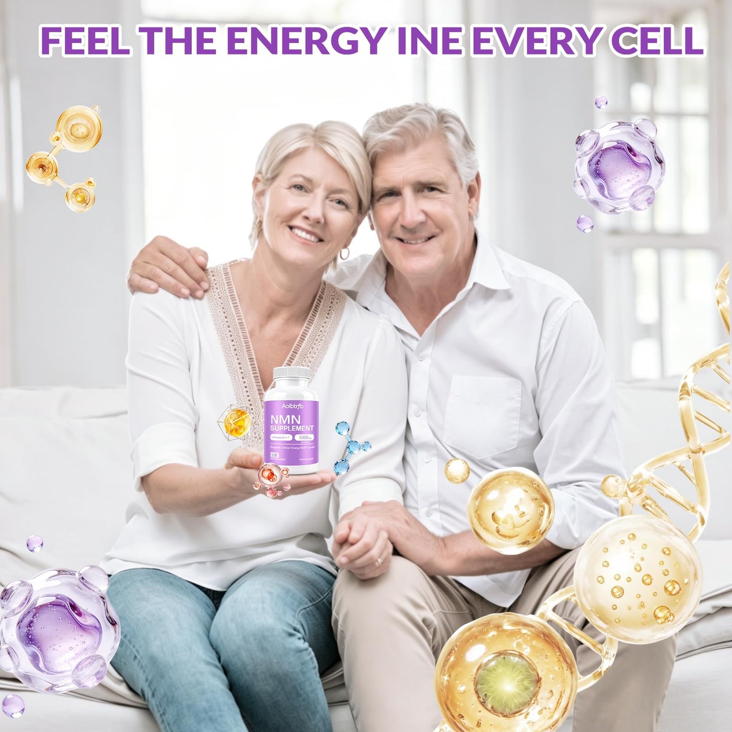 Aolbtrfb NMN Supplement 10-in-1 with Nicotinamide Mononucleotide, Resveratrol, TMG & Quercetin & Glutathione Softgel 120