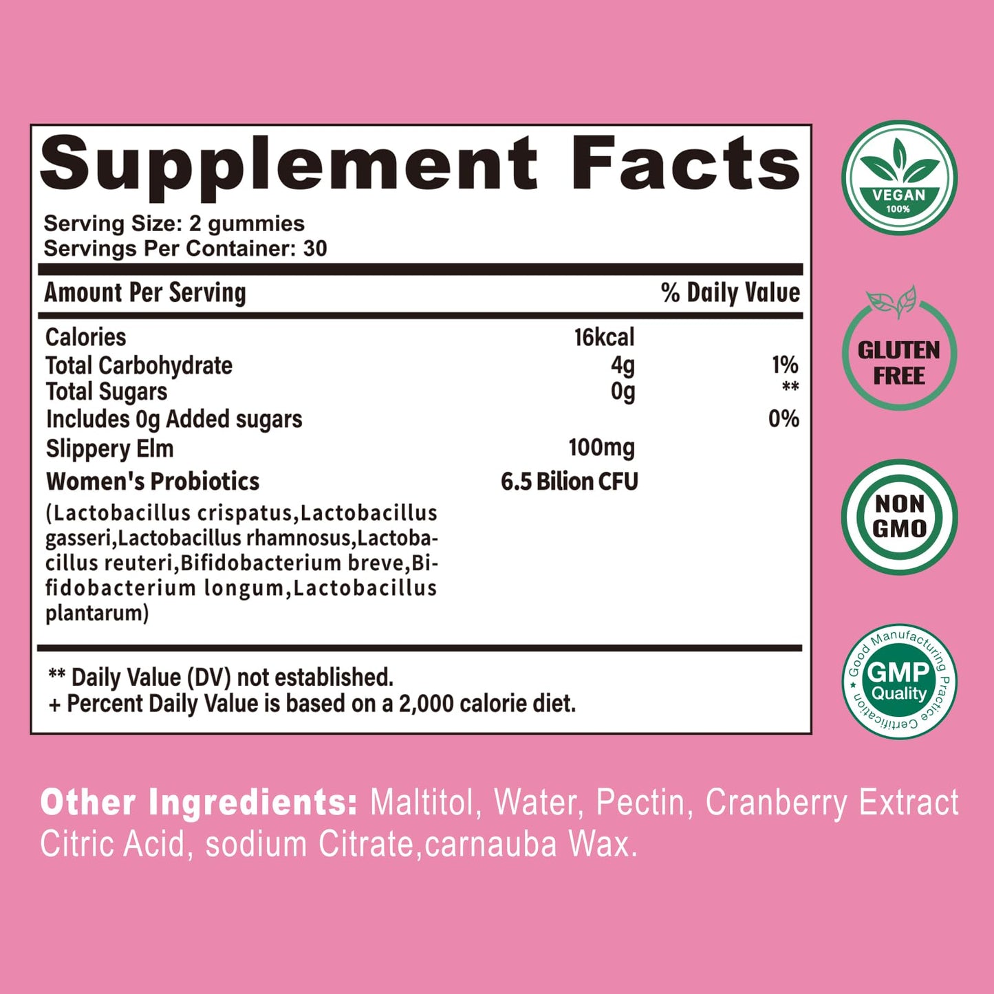 LallaBest Vagina & Breast Probiotic Gummies for Women with Slippery Elm & Cranberry Extract, Supports Women’s Wellness & pH Balance, Clean, 60 Gummies