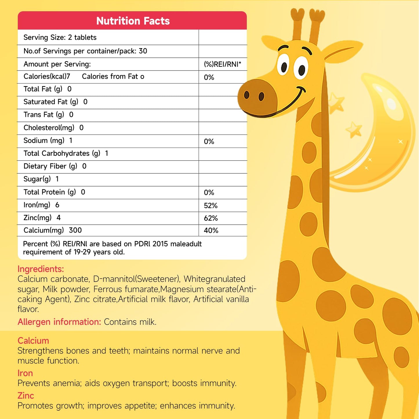 9 YOUNG-BASIC Calcium Citrate Chewable Tablets for Kids & Adults, 1 Tablet