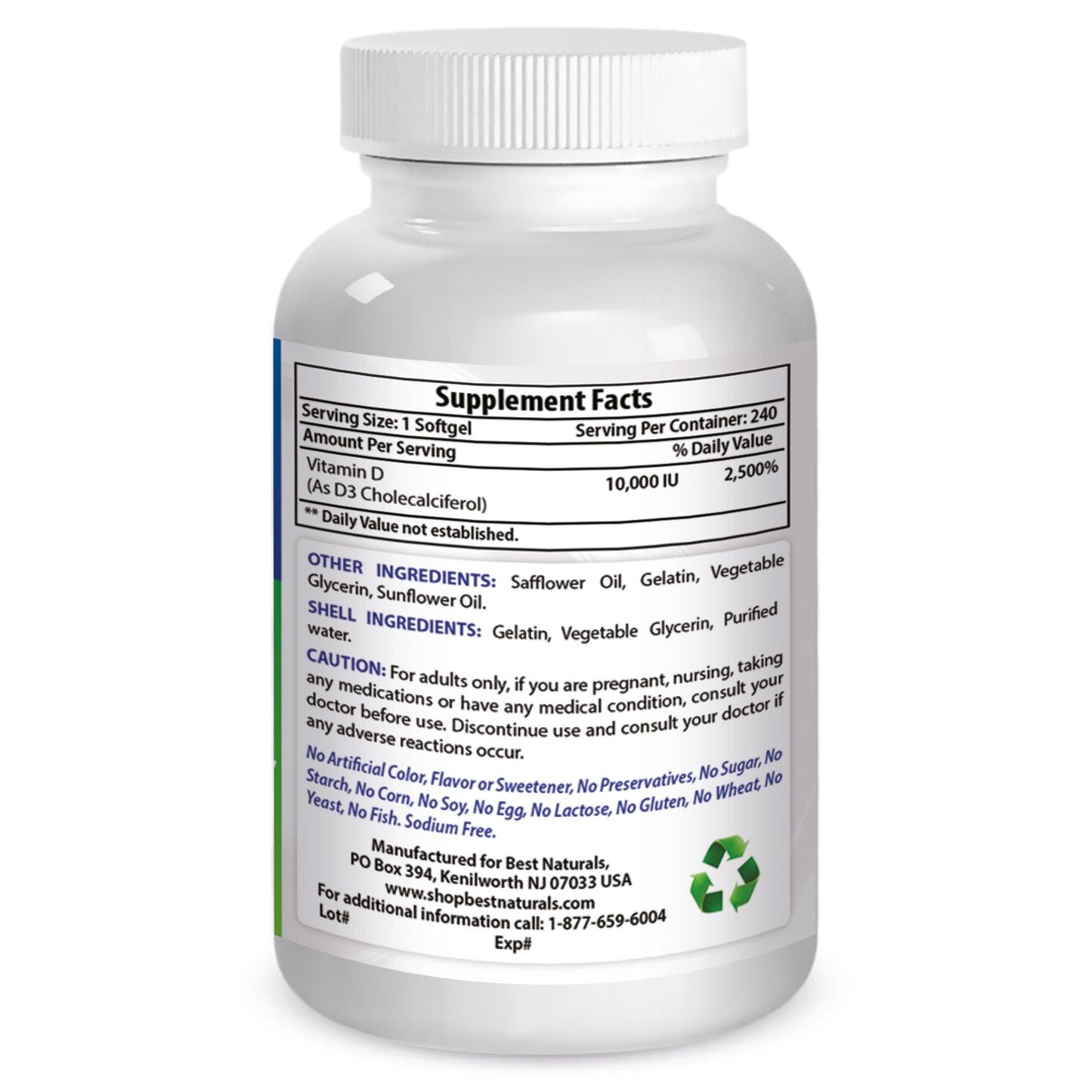Best Naturals Vitamin D3 10000 IU Softgels, 240 Count