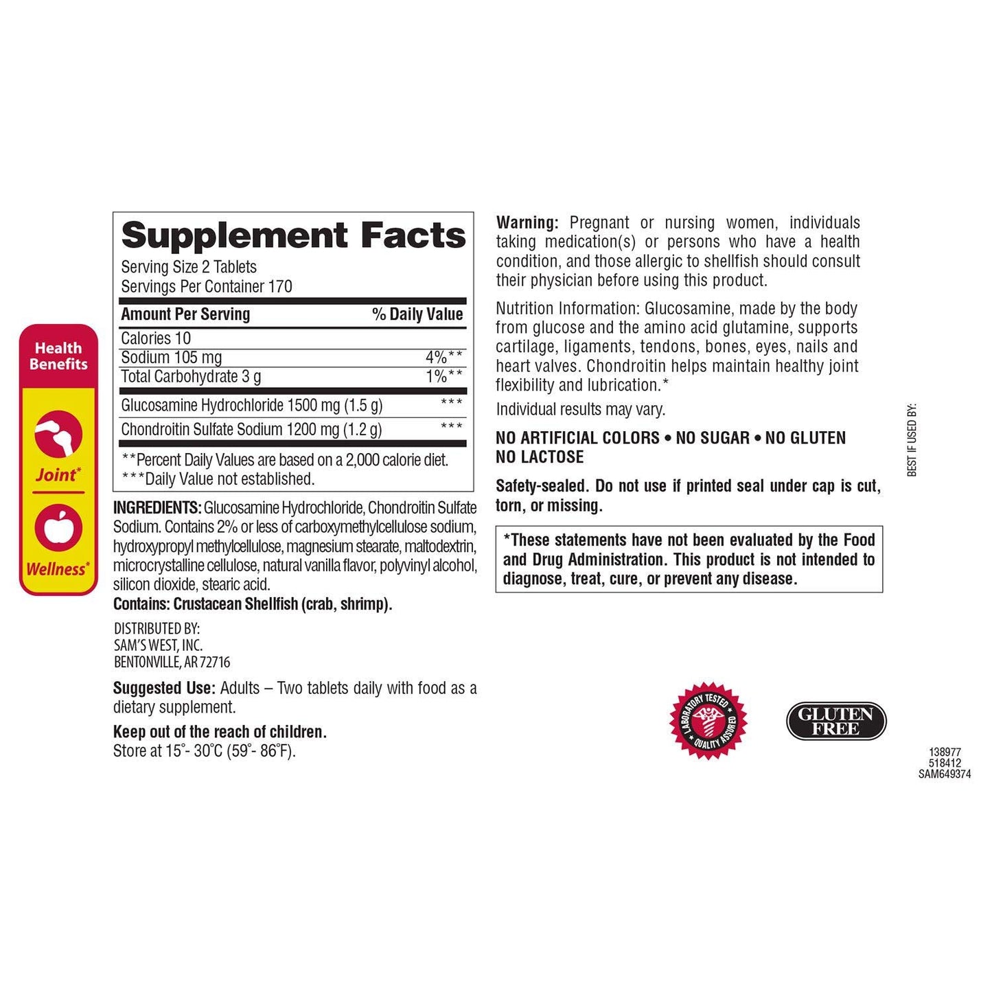 Member's Mark Triple Strength Glucosamine Chondroitin Tablet, 1 Count