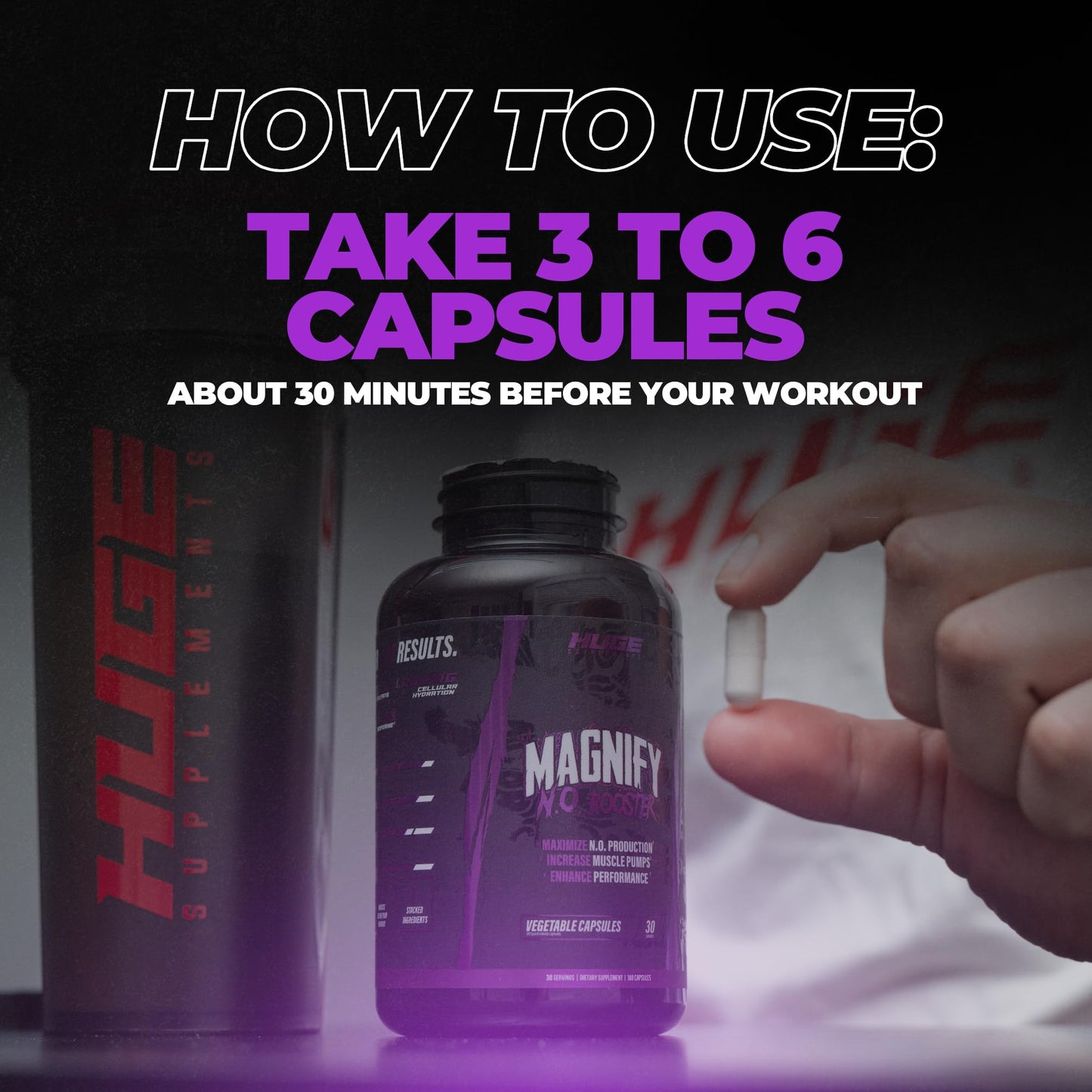 Huge Supplements Magnify Pump Nitric Oxide Booster 180 Capsules