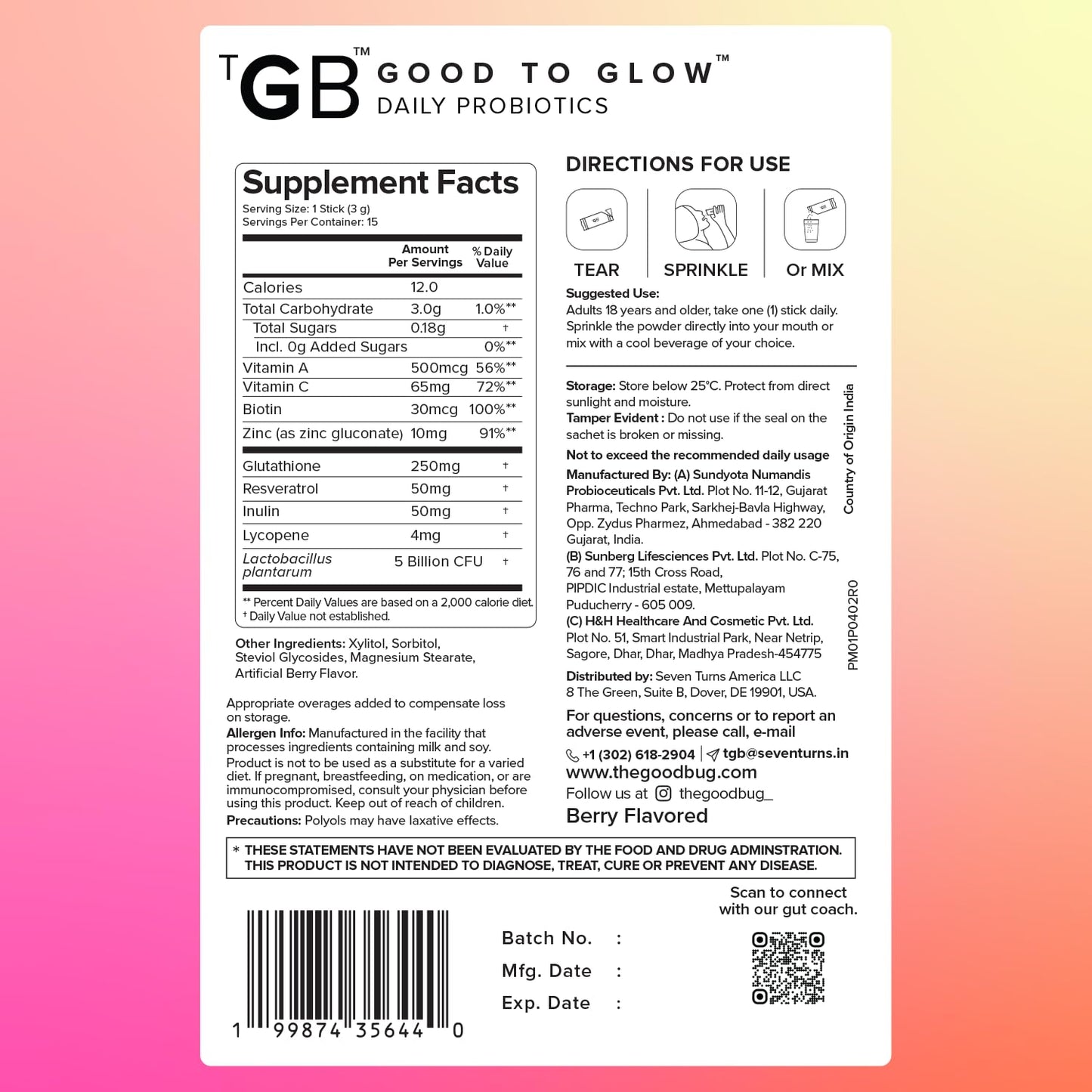 The Good Bug Good to Glow Gut Powder 1.06 oz