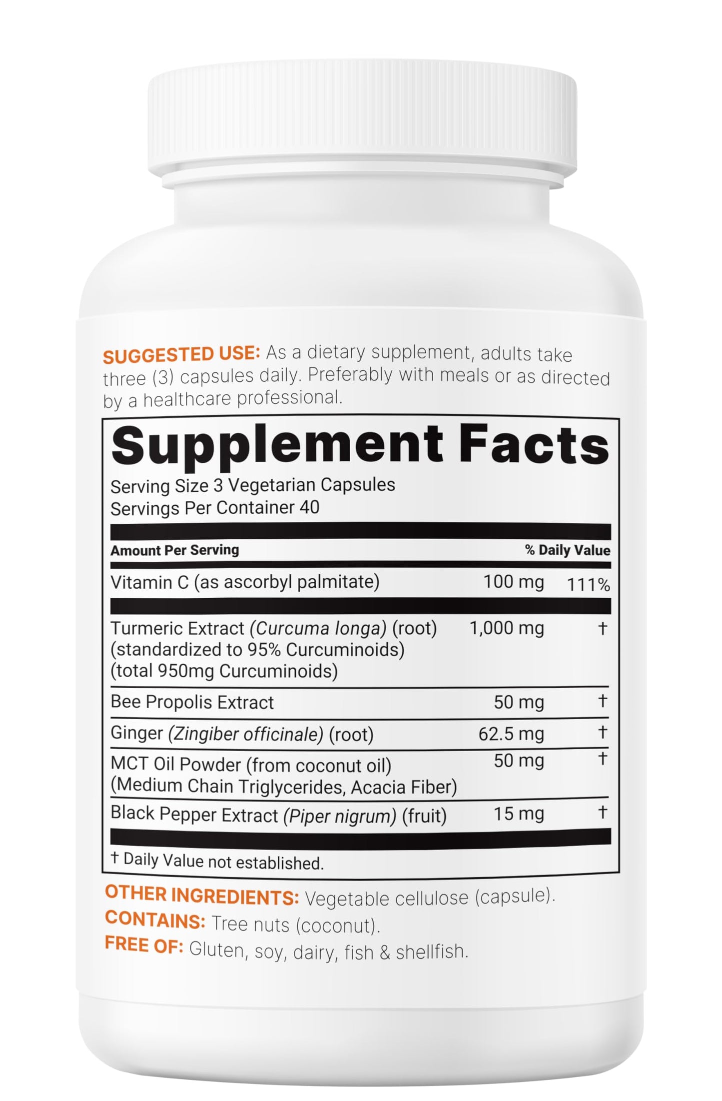Micro Ingredients Pure Turmeric Curcumin Supplement 1,000mg – 95% Curcuminoids with Black Pepper & Ginger, 240 Veggie Capsules