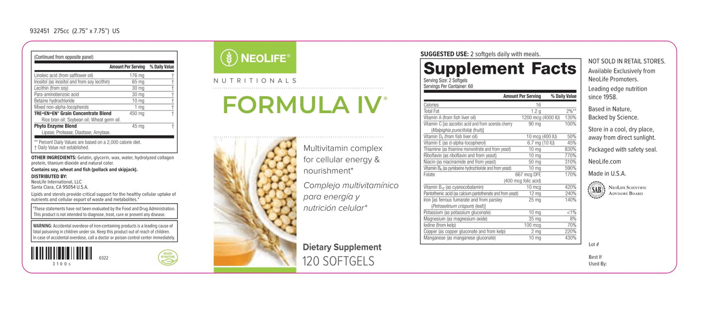 NeoLife Formula IV Softgels 120