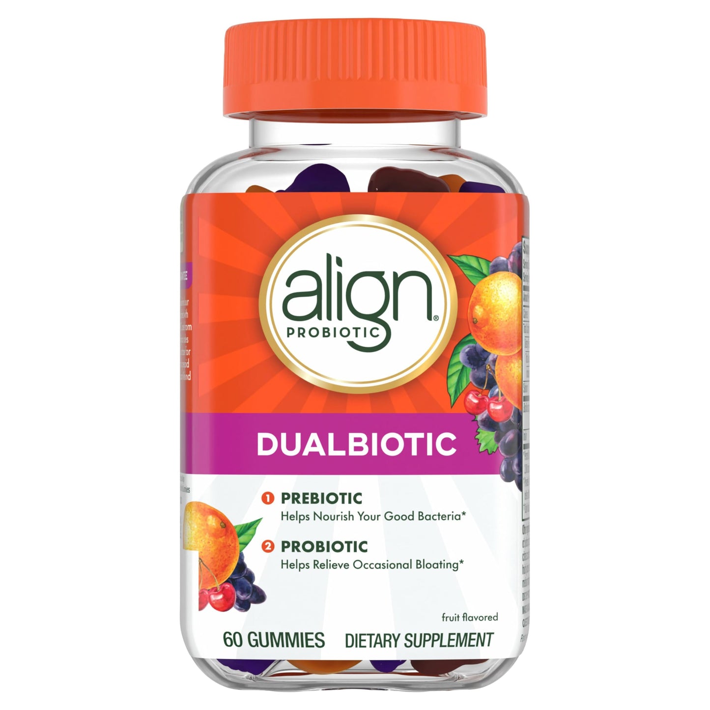 Align Dualbiotic Prebiotics and Probiotics Gummies, 60 Count