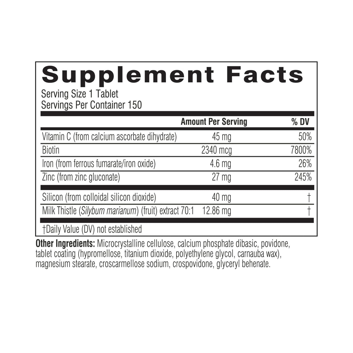 Swisse Biotin Hair Skin and Nails Vitamins for Women & Men 150 Tablets