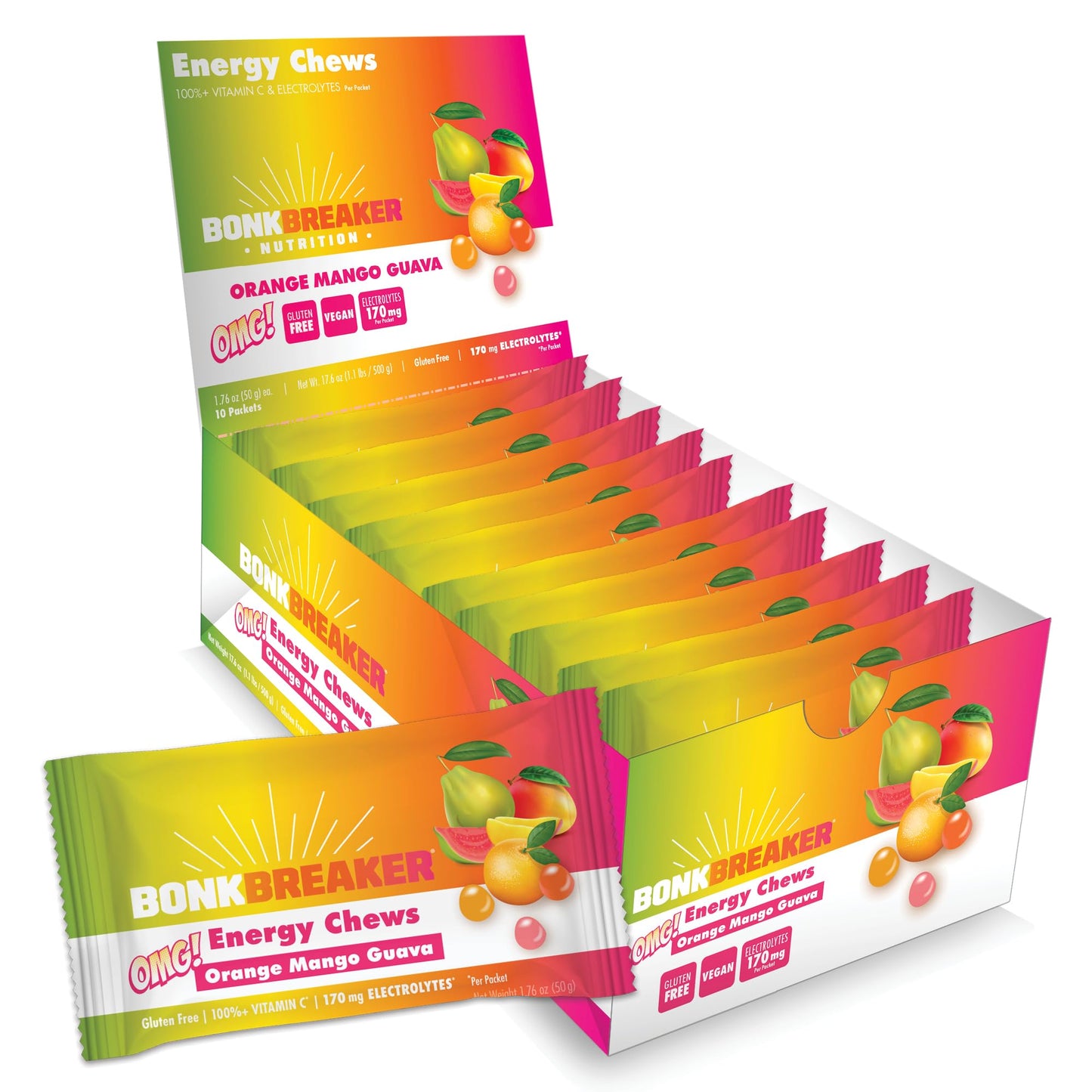 Bonk Breaker Energy Chews with Electrolytes Orange Mango Guava 17.6