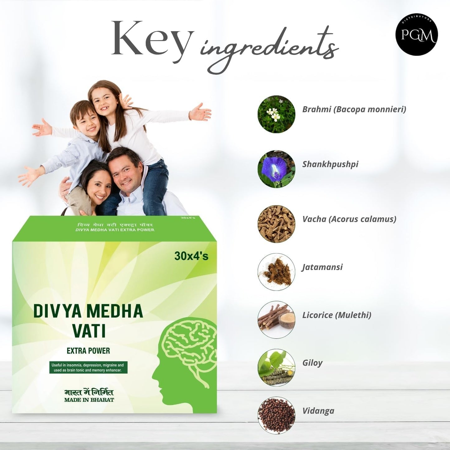 PGM DISTRIBUTORS Patan-Jali Divya Medha Vati Extra Power Capsule, 20 Count