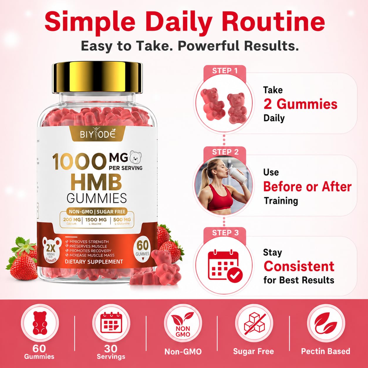 BIYODE HMB Gummies for Women, 60 Gummies