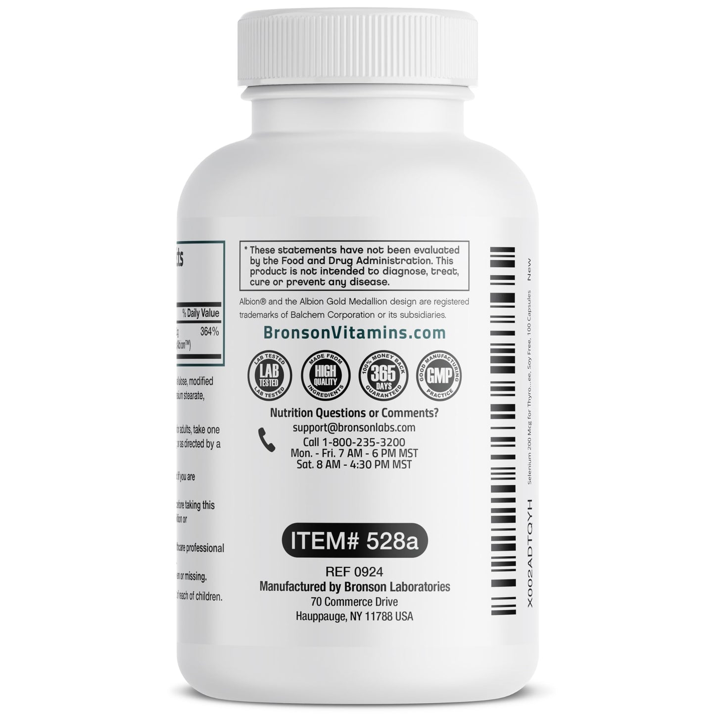 Bronson Selenium 200 mcg Yeast Free Chelated Amino Acid Complex - Essential Trace Mineral with Superior Absorption, Capsules, 100