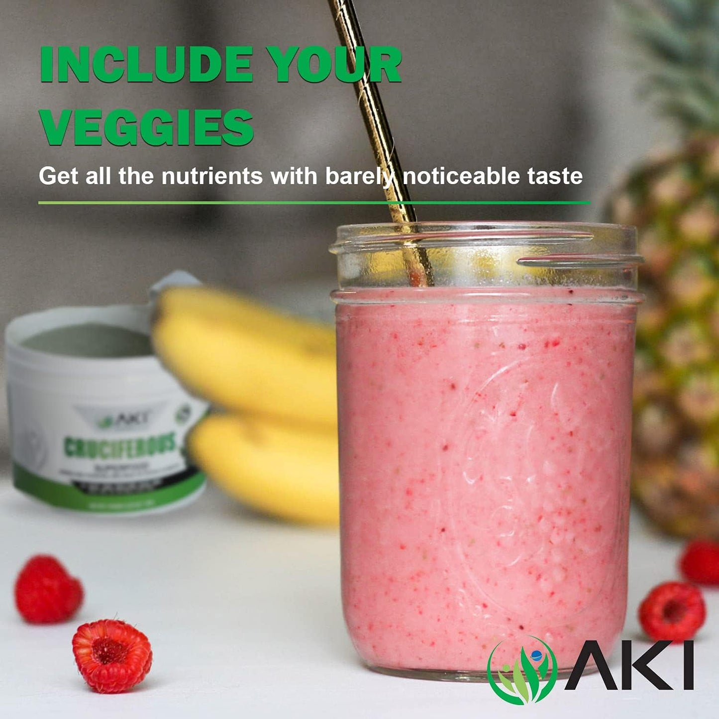 AKI ORGANIC Cruciferous Superfood Green Mix Powder, 5.3 oz