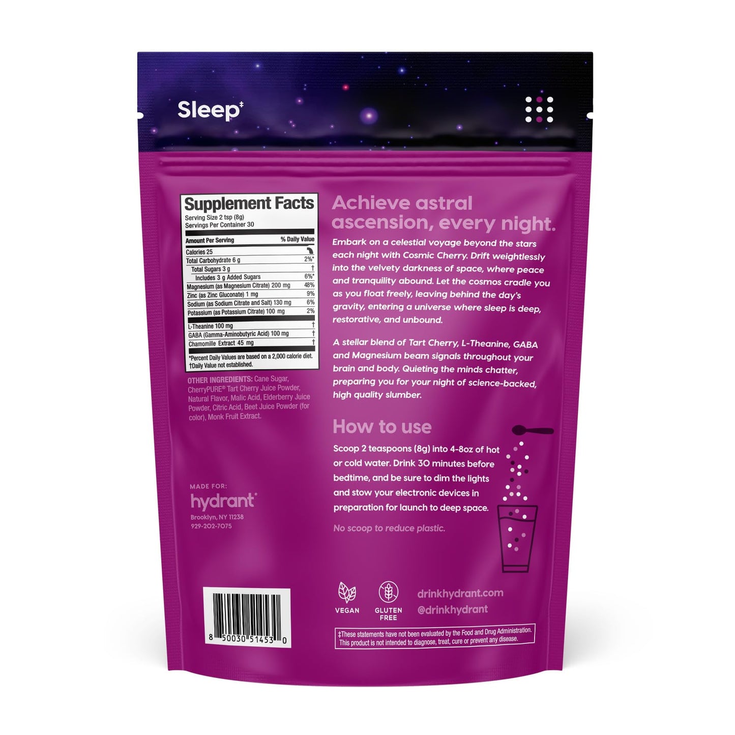 HYDRANT Melatonin Free Sleep Aid Powder 8.5 Ounce