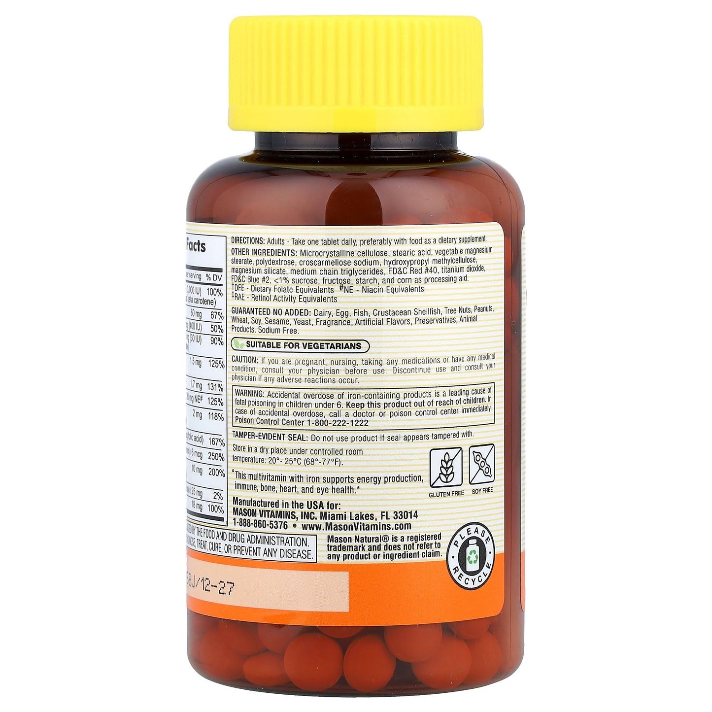 Mason Natural Daily Multiple Vitamins With Iron Tablet 1