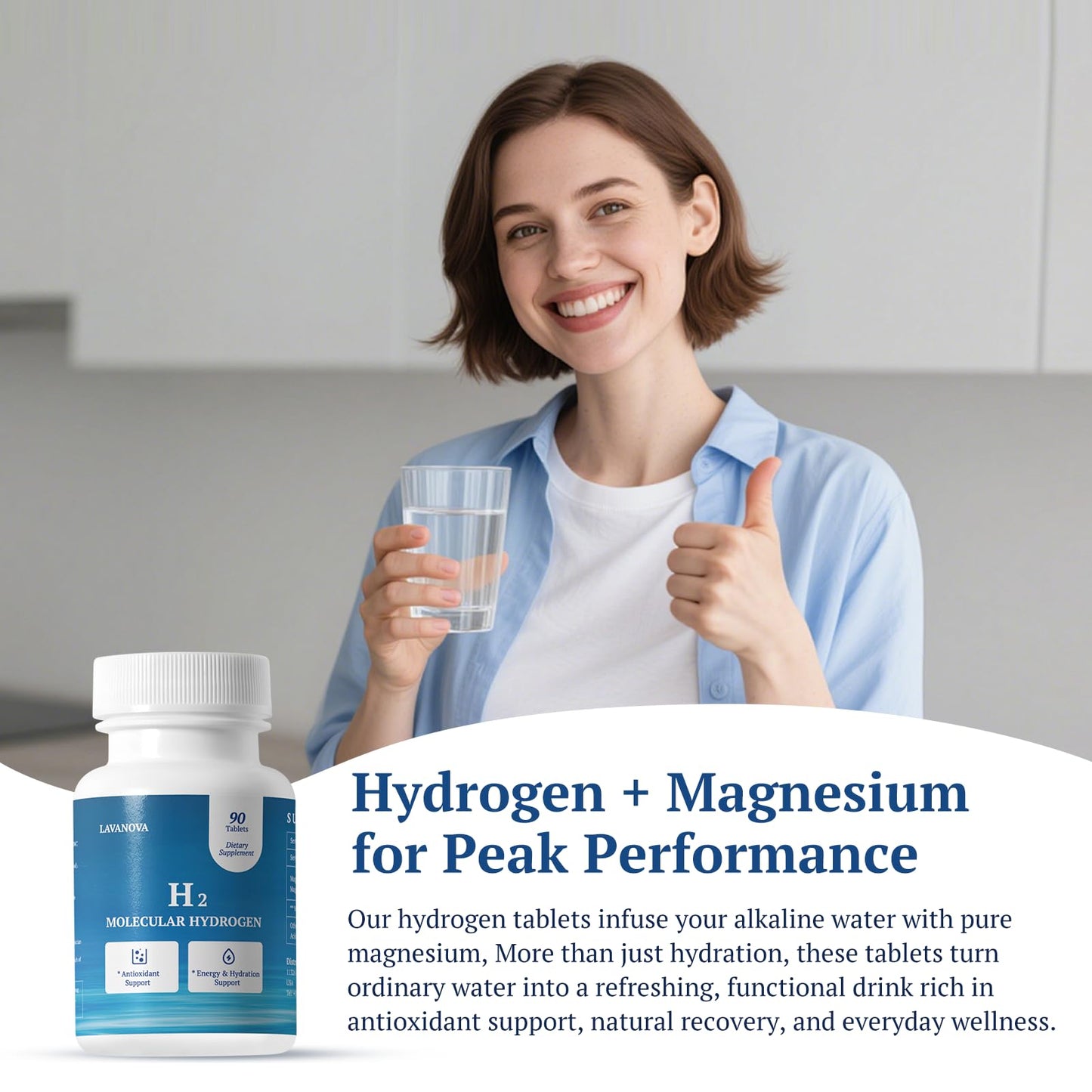 LAVANOVA Hydrogen Water Tablets with Magnesium, 90 Tablets