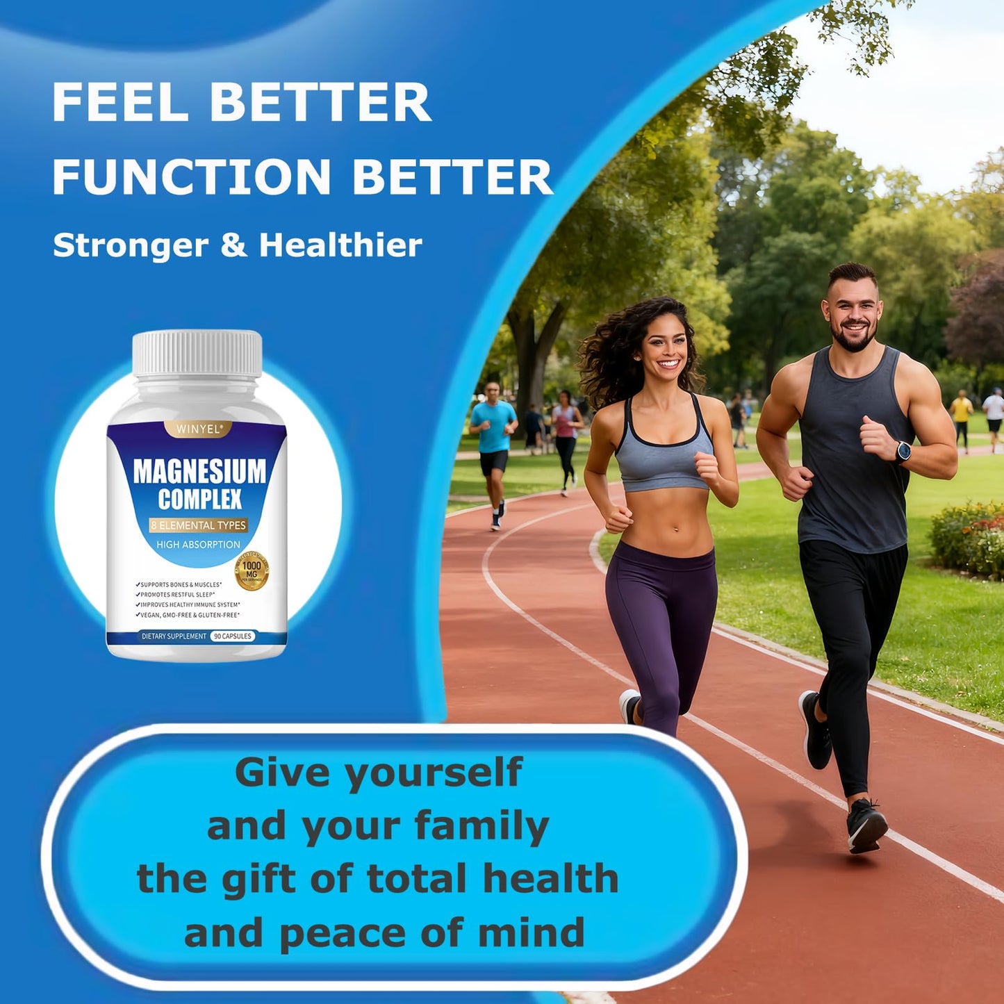 WINYEL Magnesium Complex Supplement 8 Elemental 1000mg Capsule 90 Count