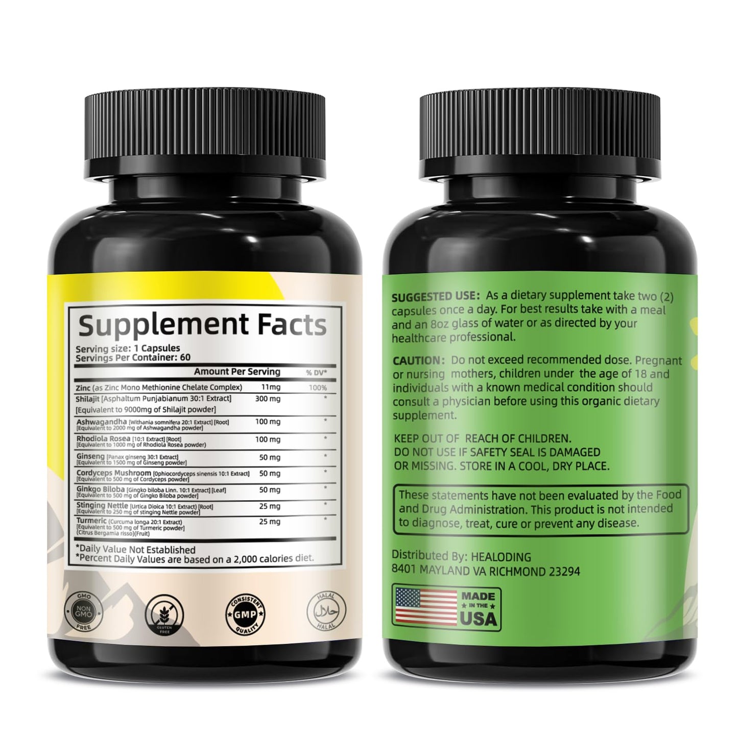 HEALOADING Himalayan Shilajit Capsules, 60 Count
