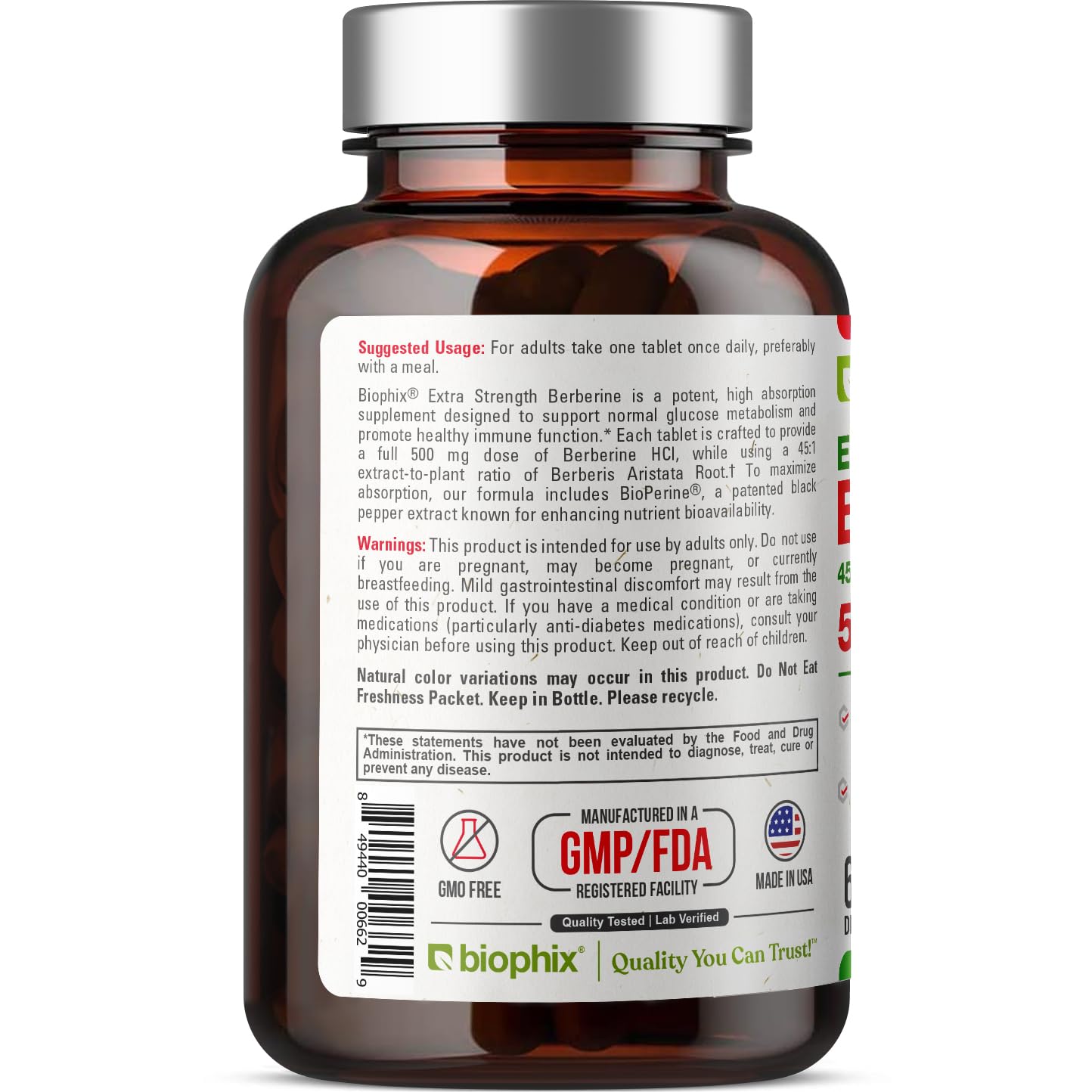 biophix Berberine High Absorption with Bioperine 22,500 mg Tablets, 60 Count