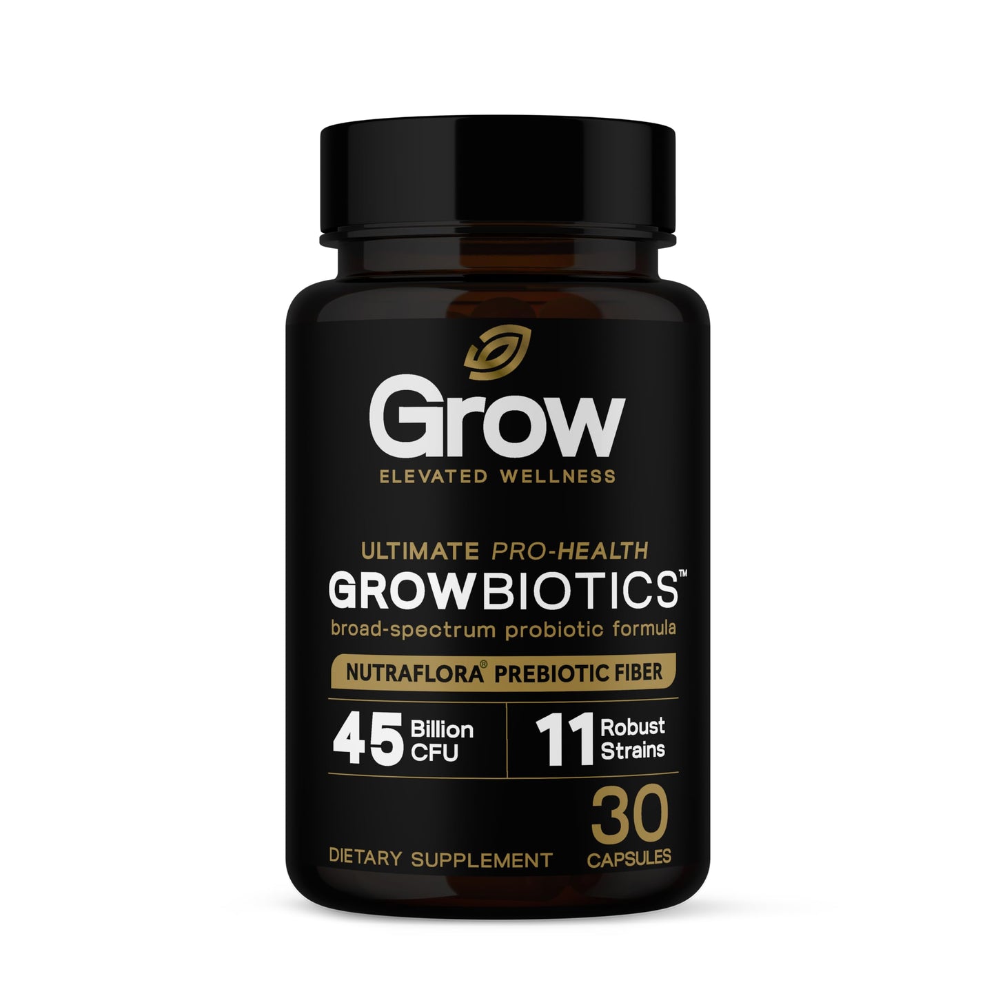 Grow Vitamin GrowBiotics Probiotics for Women & Men: Comprehensive Formula, 45 Billion CFU, 11 Strains, Dairy Free - w/Prebiotics and Probiotics - Promotes Immune & Gut Health, 30 Capsules