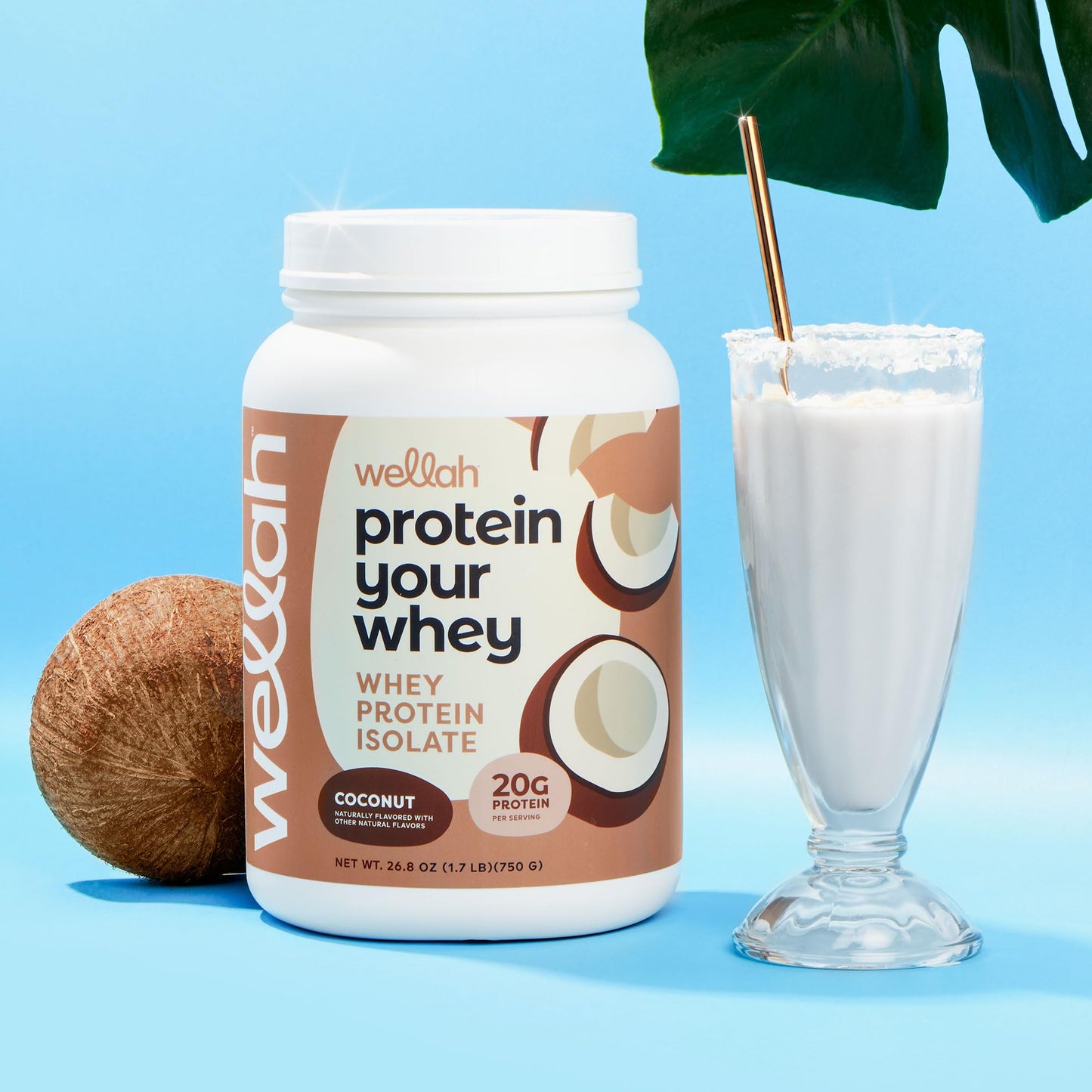 Wellah Protein Your Whey Protein Isolate Powder, 1.54 lb