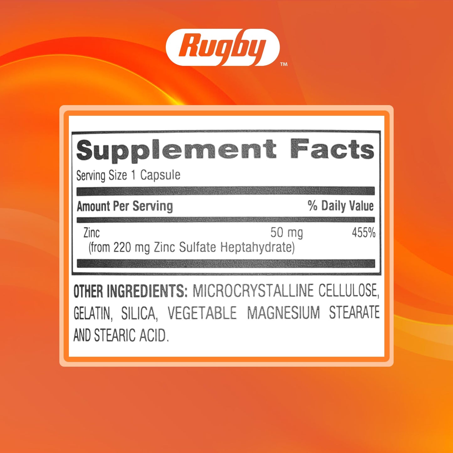 Rugby Laboratories Zinc 50mg Tablets, 100 Count