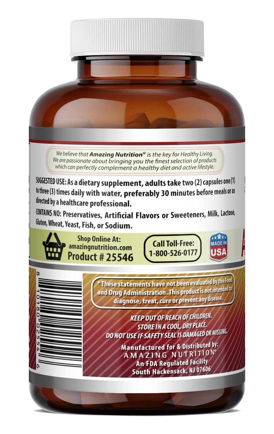 Amazing Nutrition Apple Pectin 1400 mg Per Serving Capsules, 360 Count