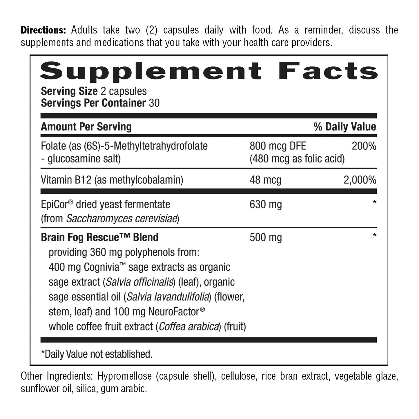 Country Life Brain Fog Rescue Cognitive Support Capsules 60